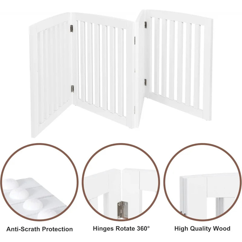 Wooden Pet Gate Four Panel Freestanding Z Shape For Entryways