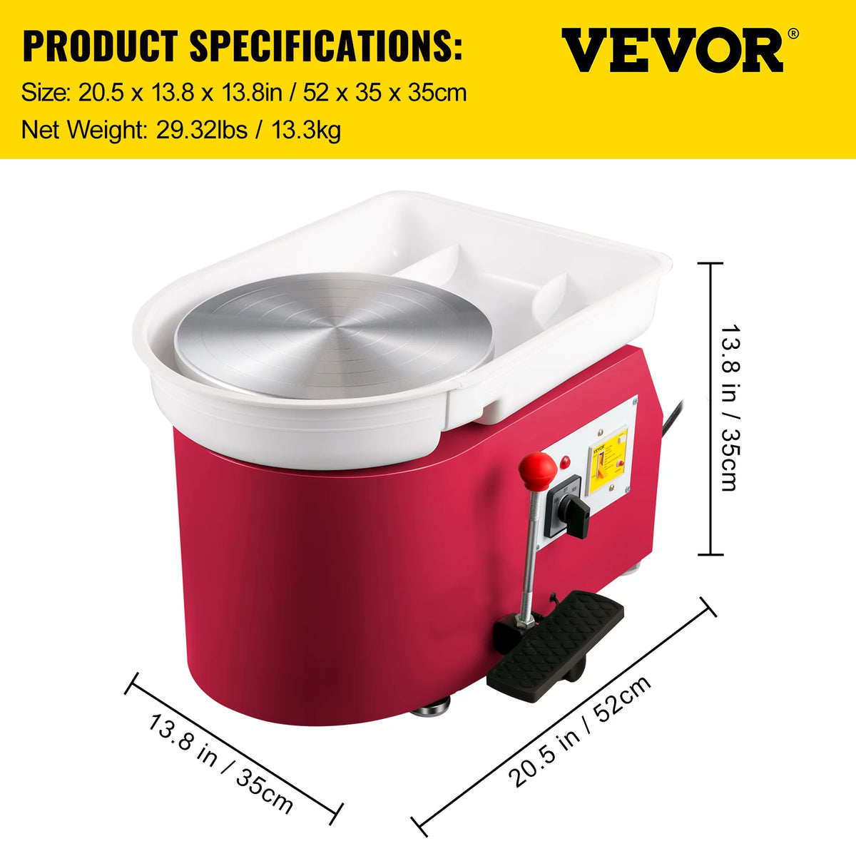 SucceBuy 350W Electric Pottery Wheel With Foot Control For Ceramics