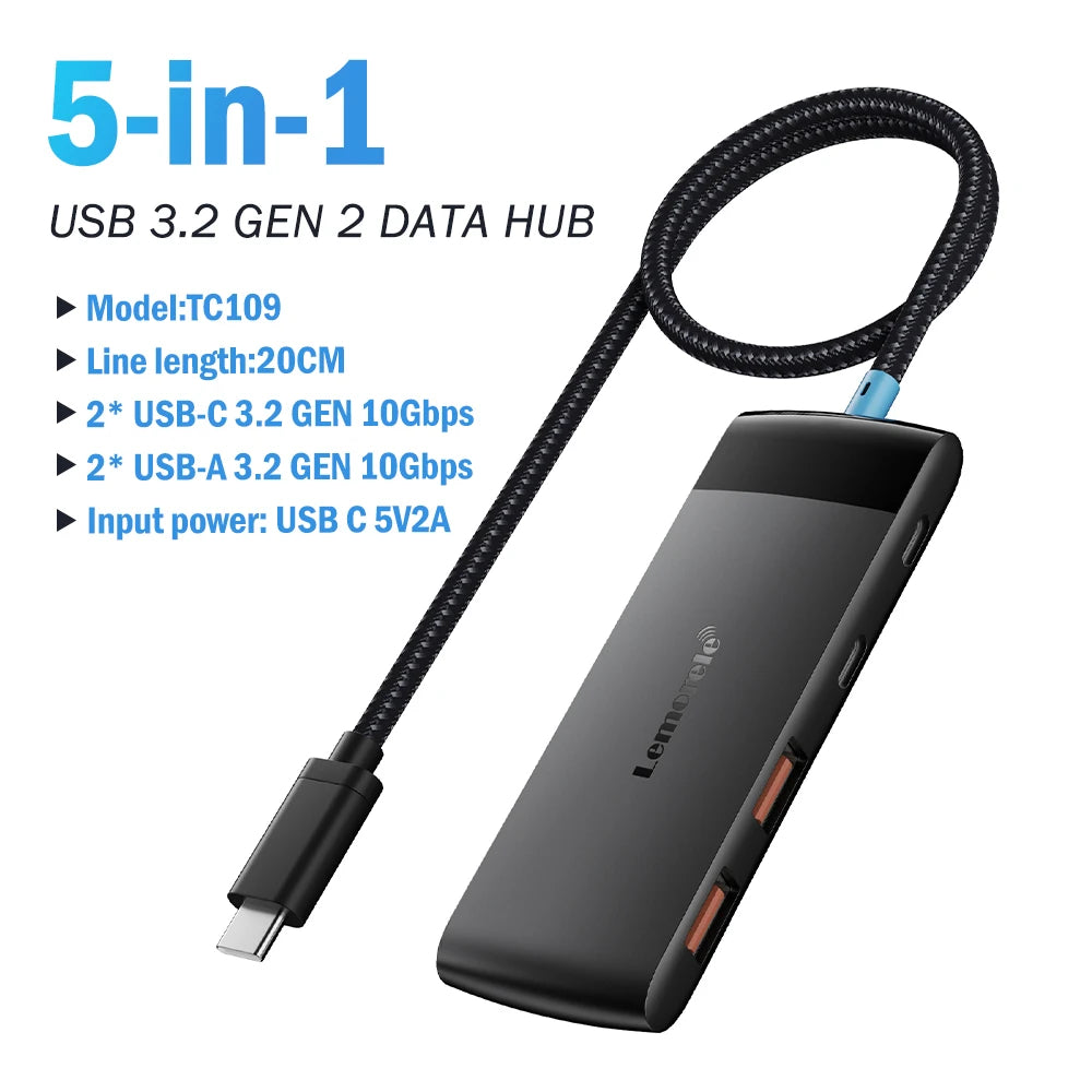 Lemorele USB Hub 10Gbps 5in1 Docking Station Windows Mac