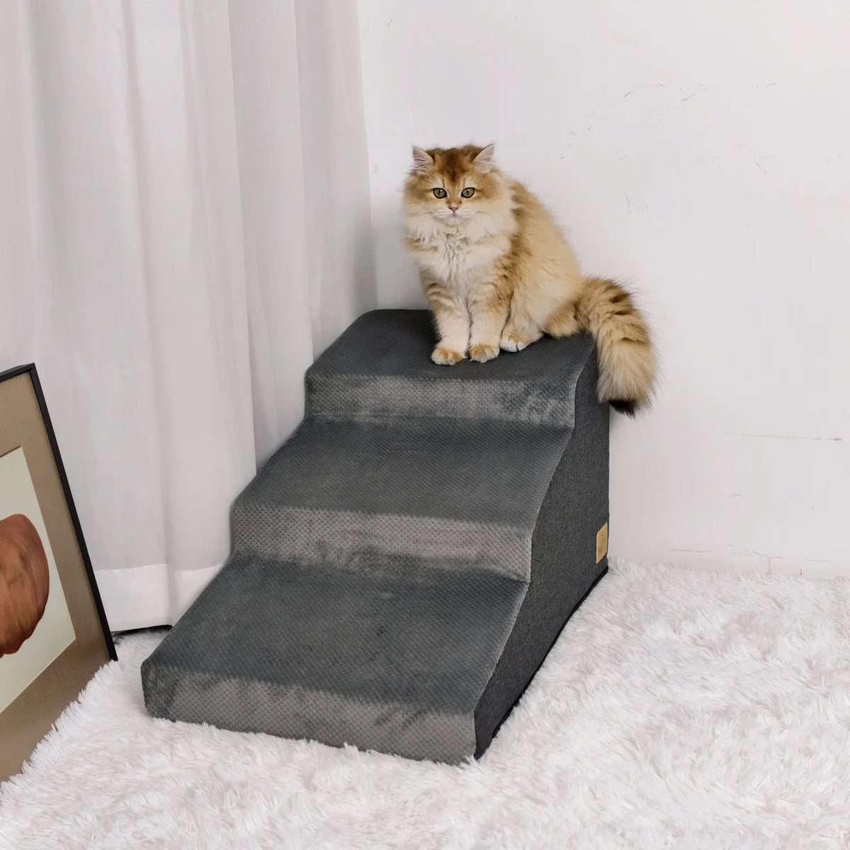 Dog Stairs Ramp With Washable Cover Non Slip Steps Sofa