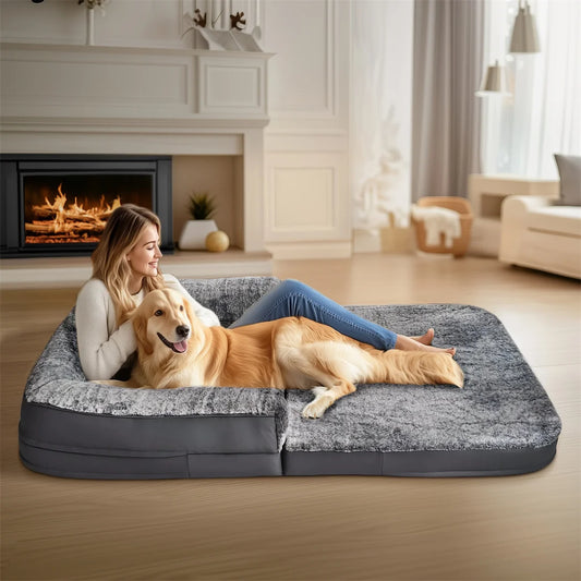 BINGOPAW Orthopedic Dog Bed With Removable Plush Cover Foldable