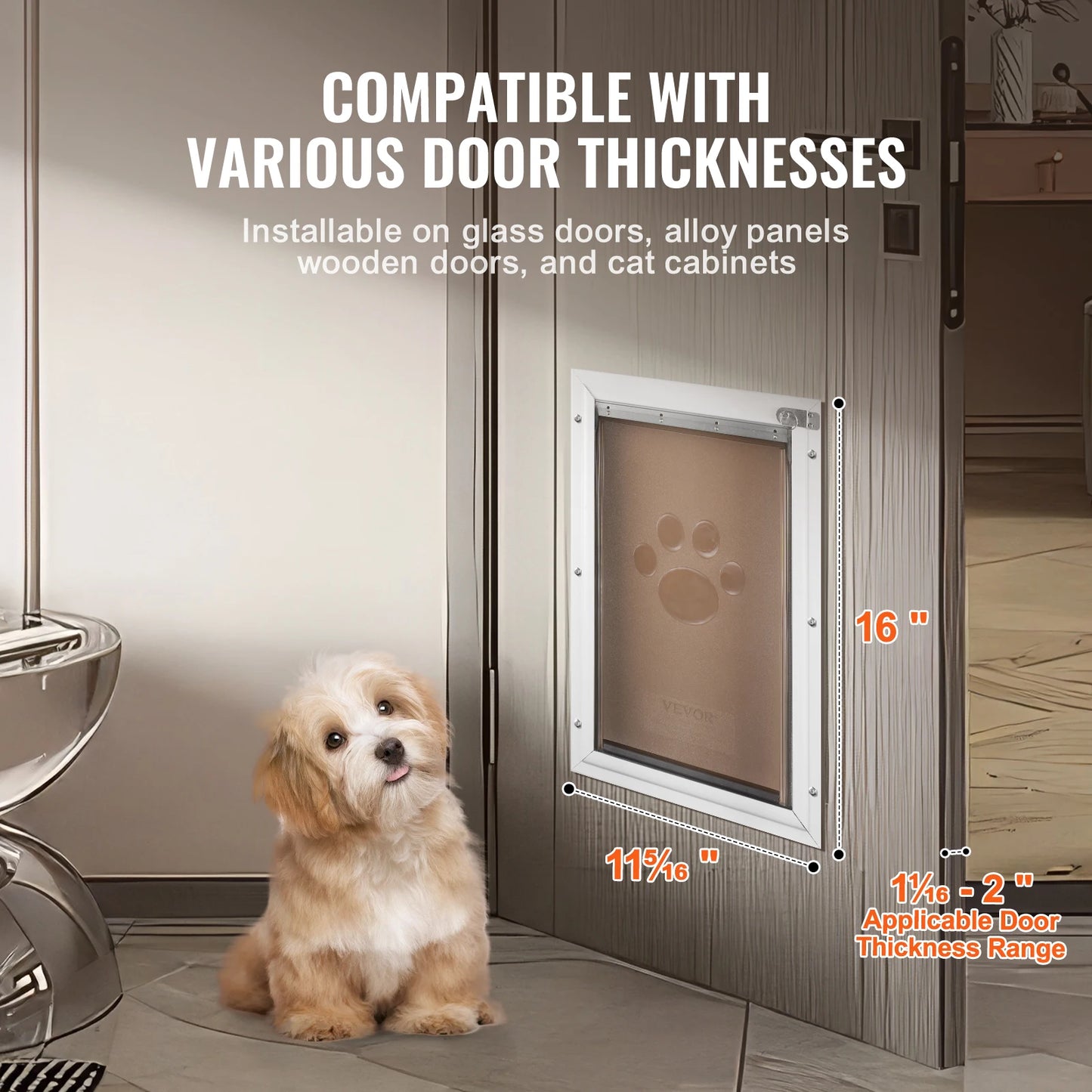Weatherproof Aluminum Frame Pet Door With Lock And Flap