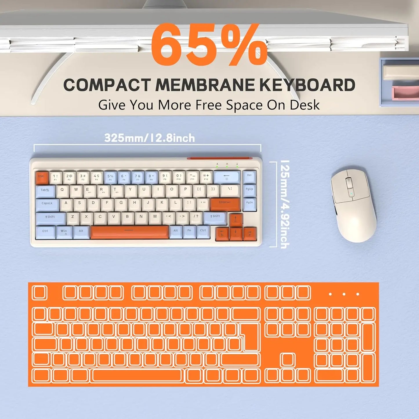 Attack Shark Wireless Gaming Keyboard Silent Membrane PBT Keycaps Backlit