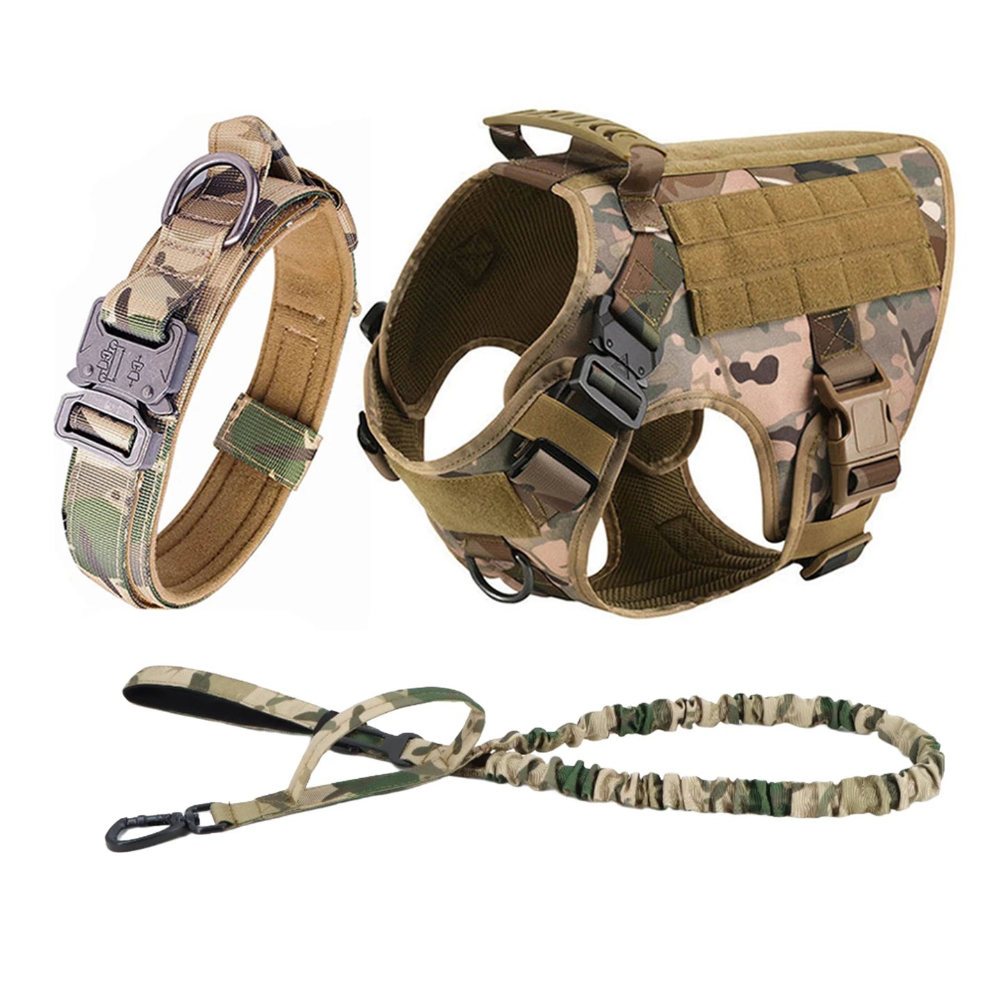 Heavy Duty Tactical Nylon Dog Harness With Molle Pouches