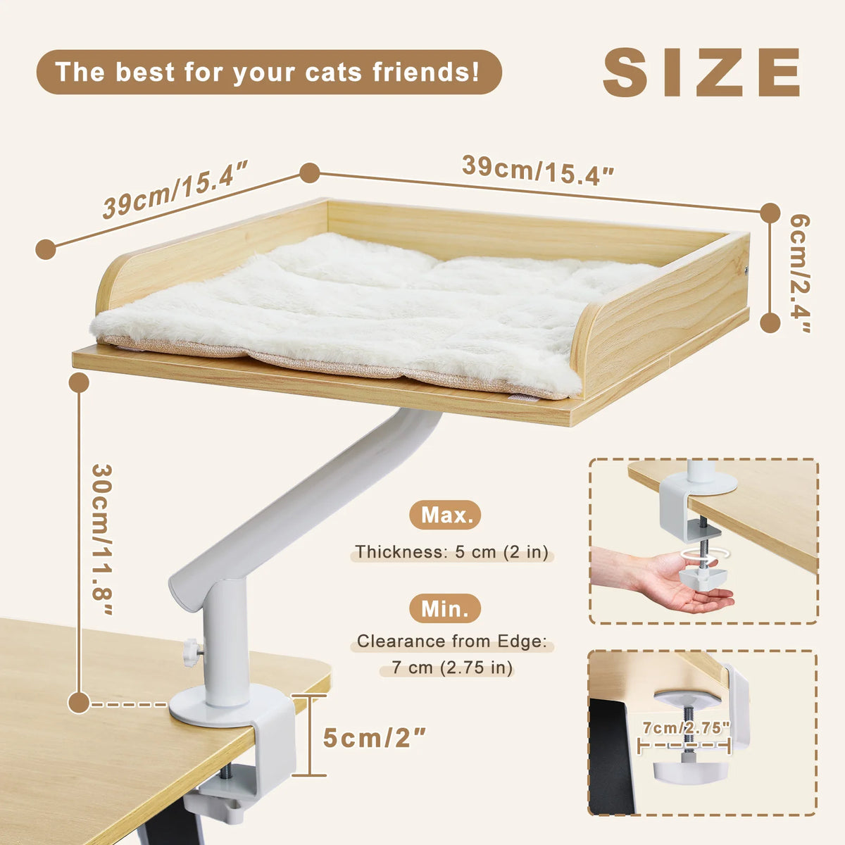 PAWZ Road Rotatable Cat Desk Hammock With Plush Cushion