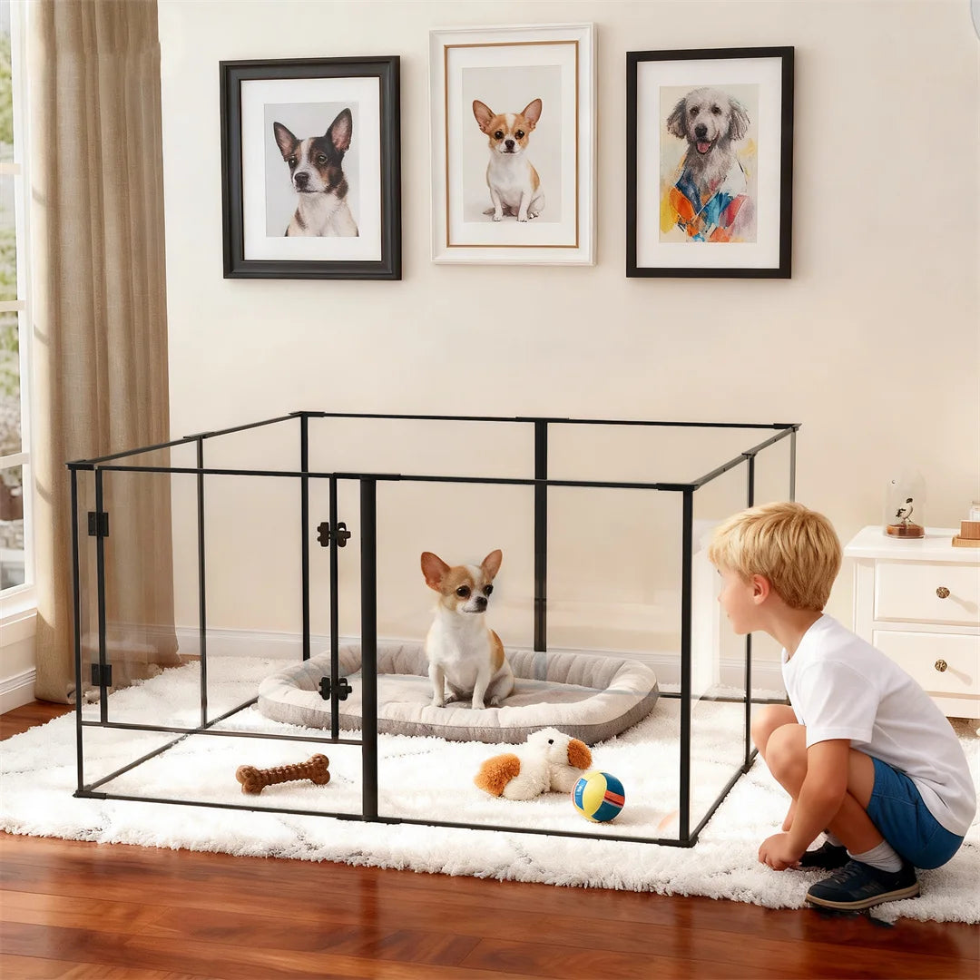 Bingopaw Acrylic Dog Playpen Indoor Pet Exercise Fence Whelping Pen