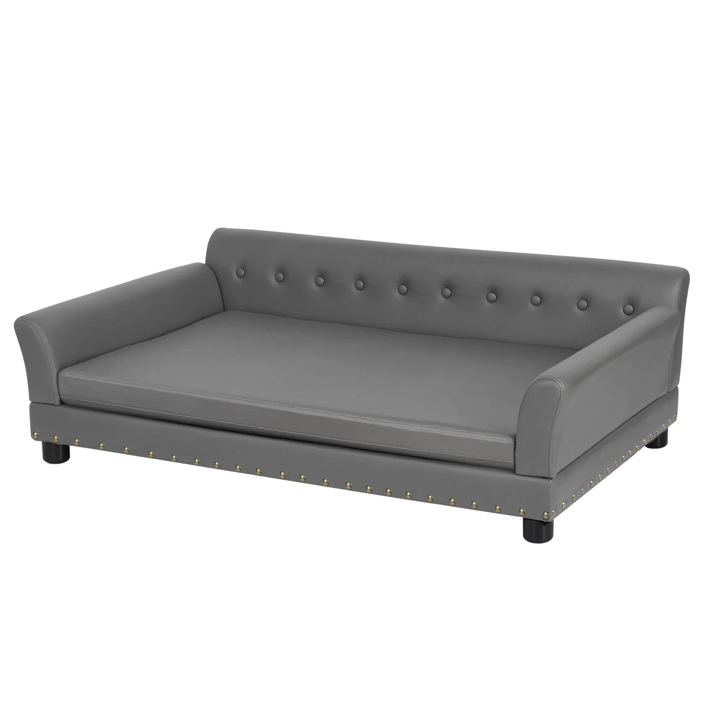 BINGOPAW Elevated Leather Rectangle Dog Bed Durable Sofa For Dogs