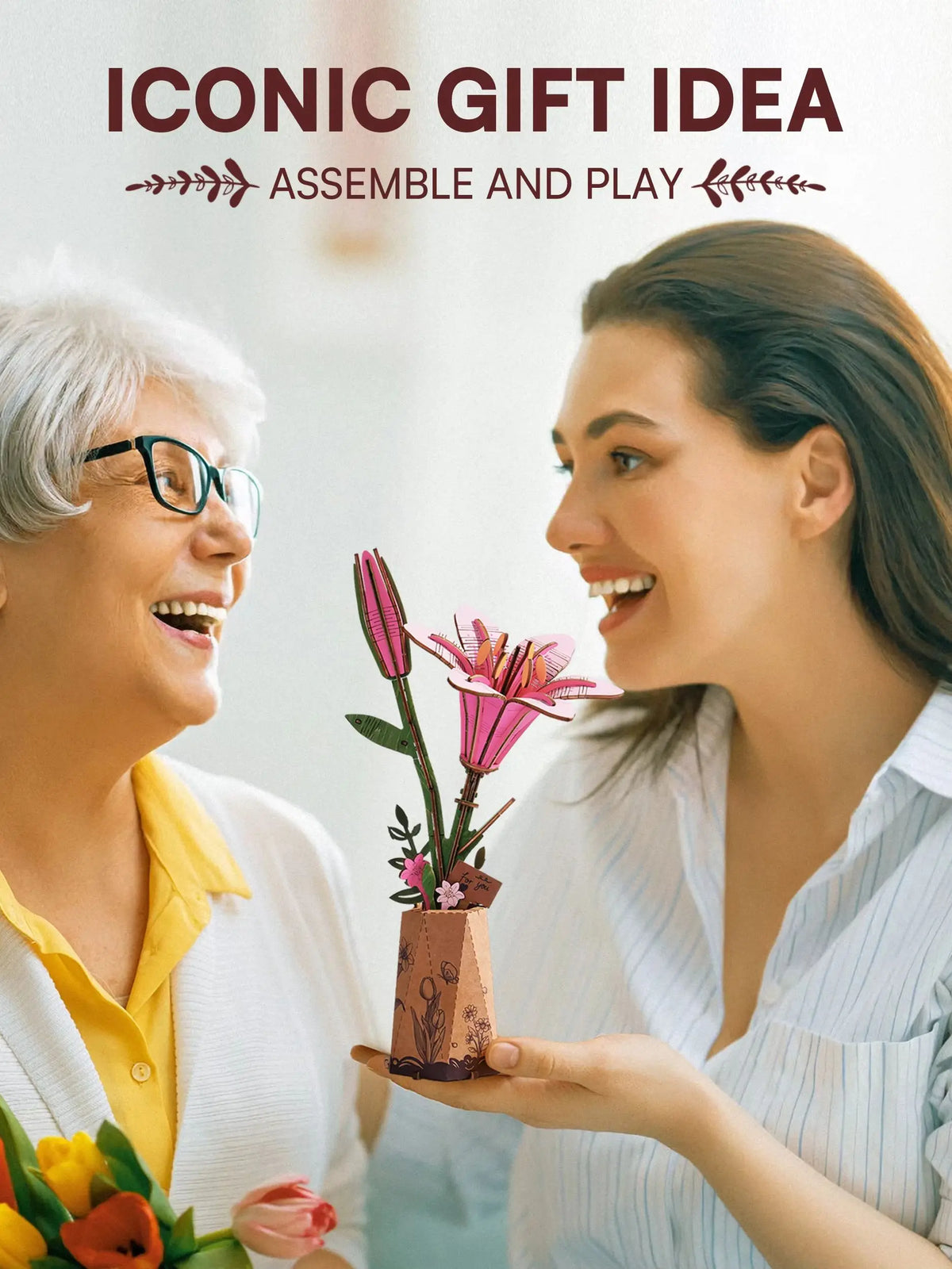 Rolife Wooden 3D Puzzle Lily Artificial Flower DIY Building Kit