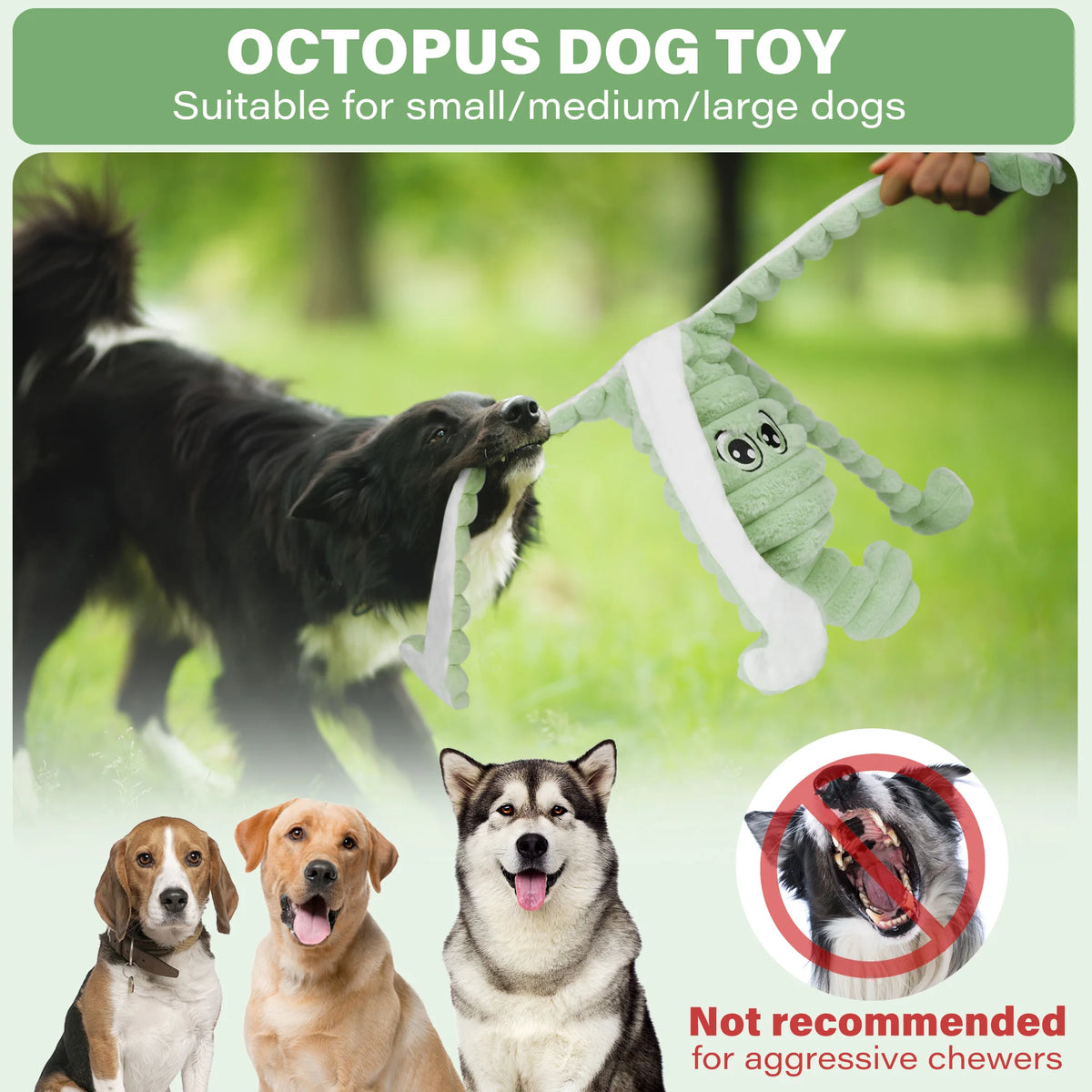 Octopus Design Squeaky Plush Dog Chew Toy For Interactive Play