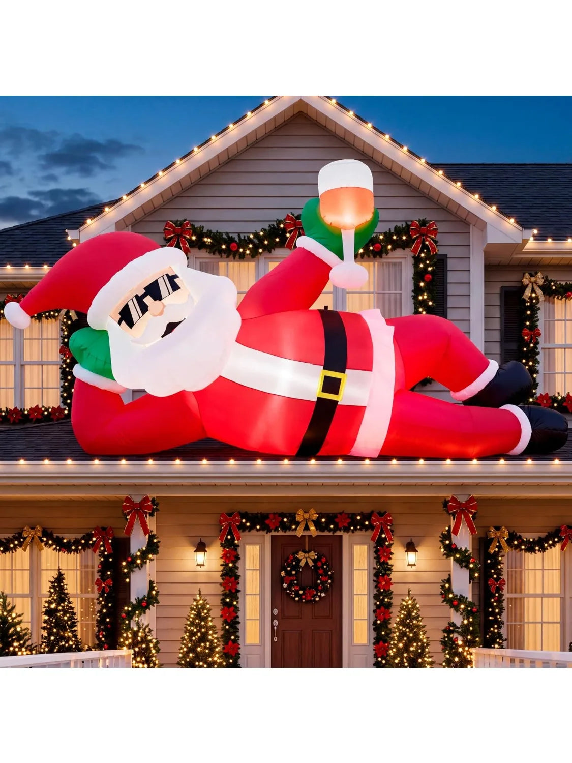 Joyfy Giant Inflatable Santa Claus With LED Lights Outdoor Decoration