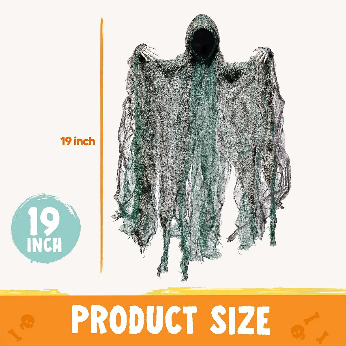 Hanging Faceless Ghost Decorations with Posable Arms for Halloween