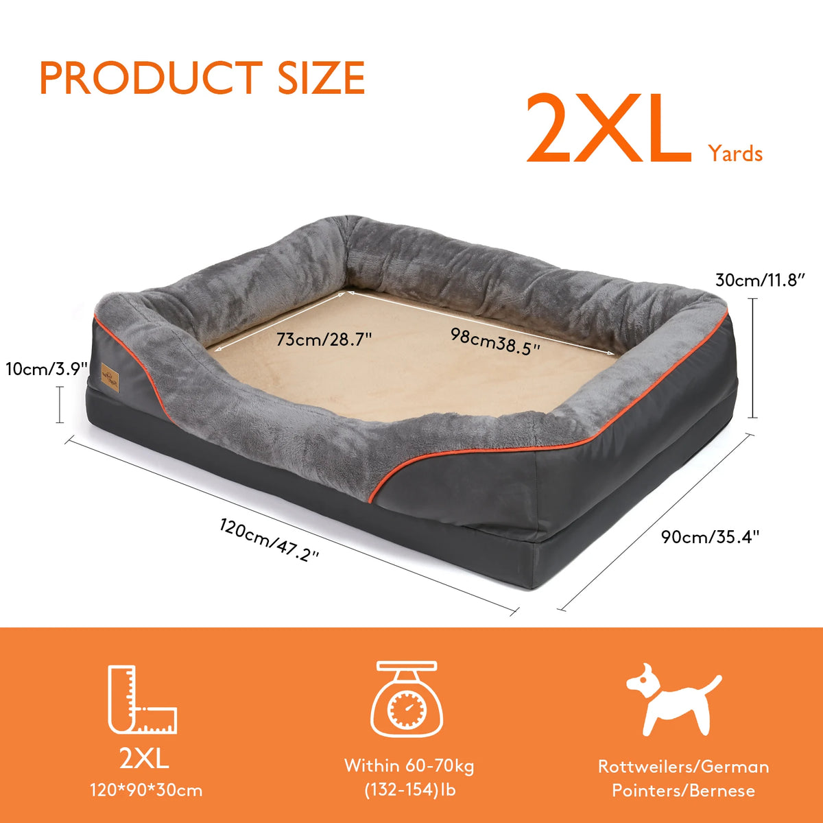 BINGOPAW Dog Bed With Removable Washable Cover Soft Foam Comfort
