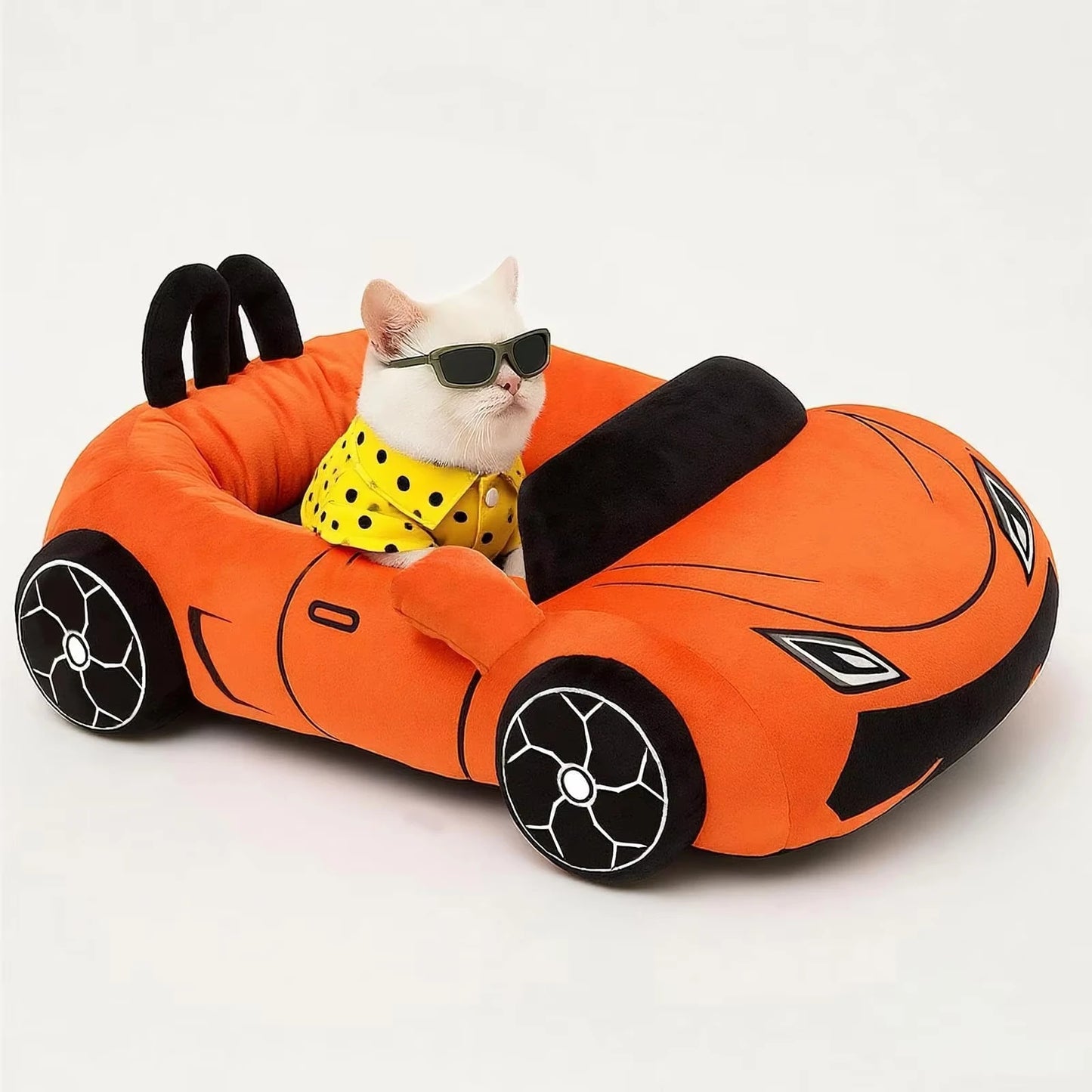 CWV Premium Coral Fleece Supercar Cat Bed With Pillow