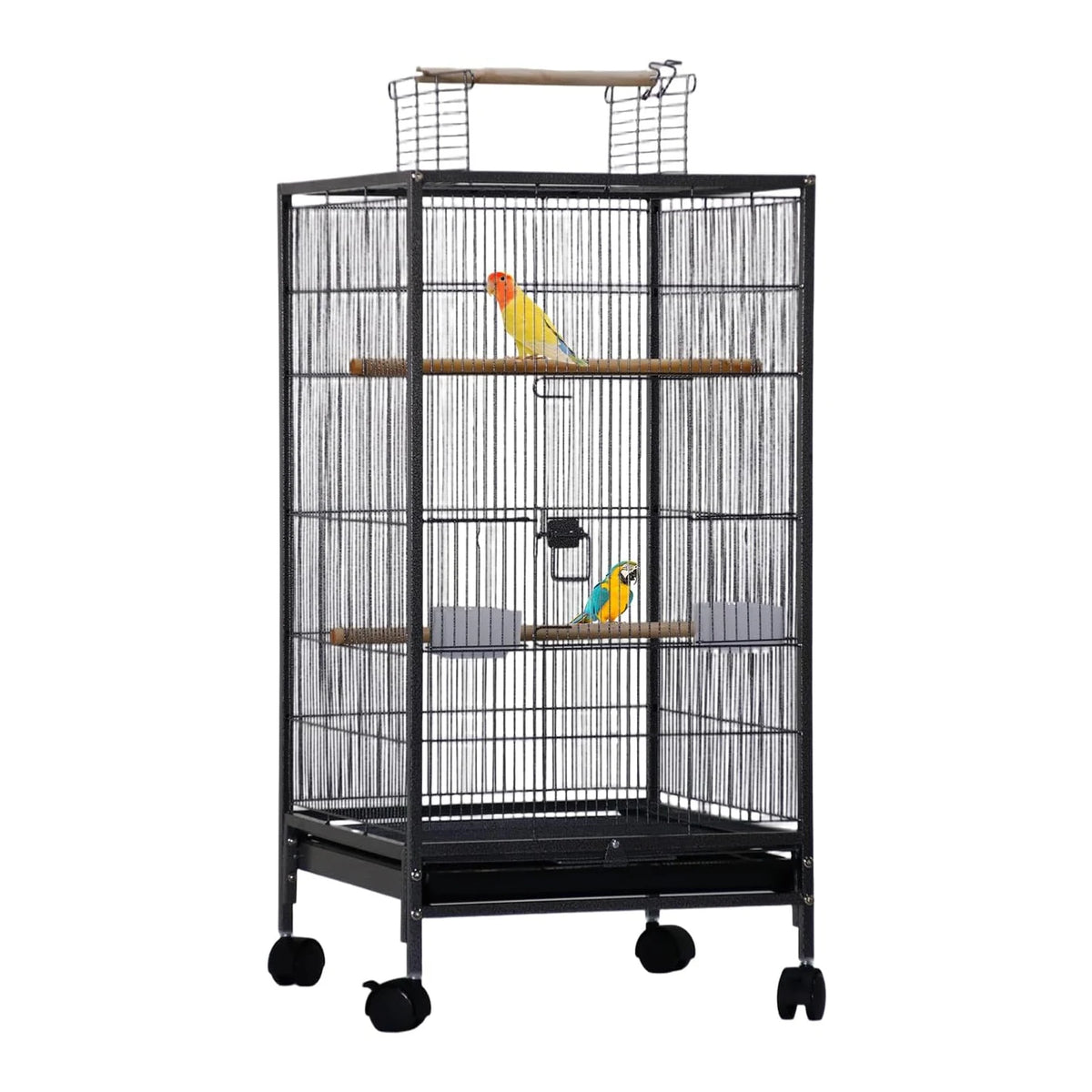 HiMISS Open Top Bird Cage With Rolling Base And Tray