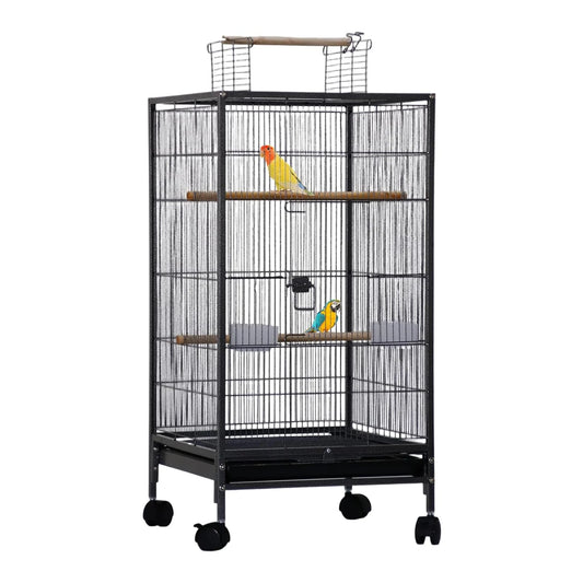 HiMISS Open Top Bird Cage With Rolling Base And Tray