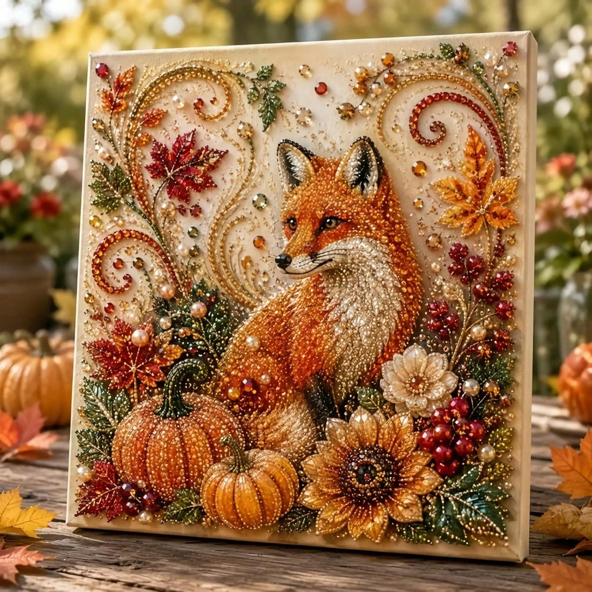 Autumn Pumpkin Pearl 5D Diamond Art Painting Kit for Adults and Beginners