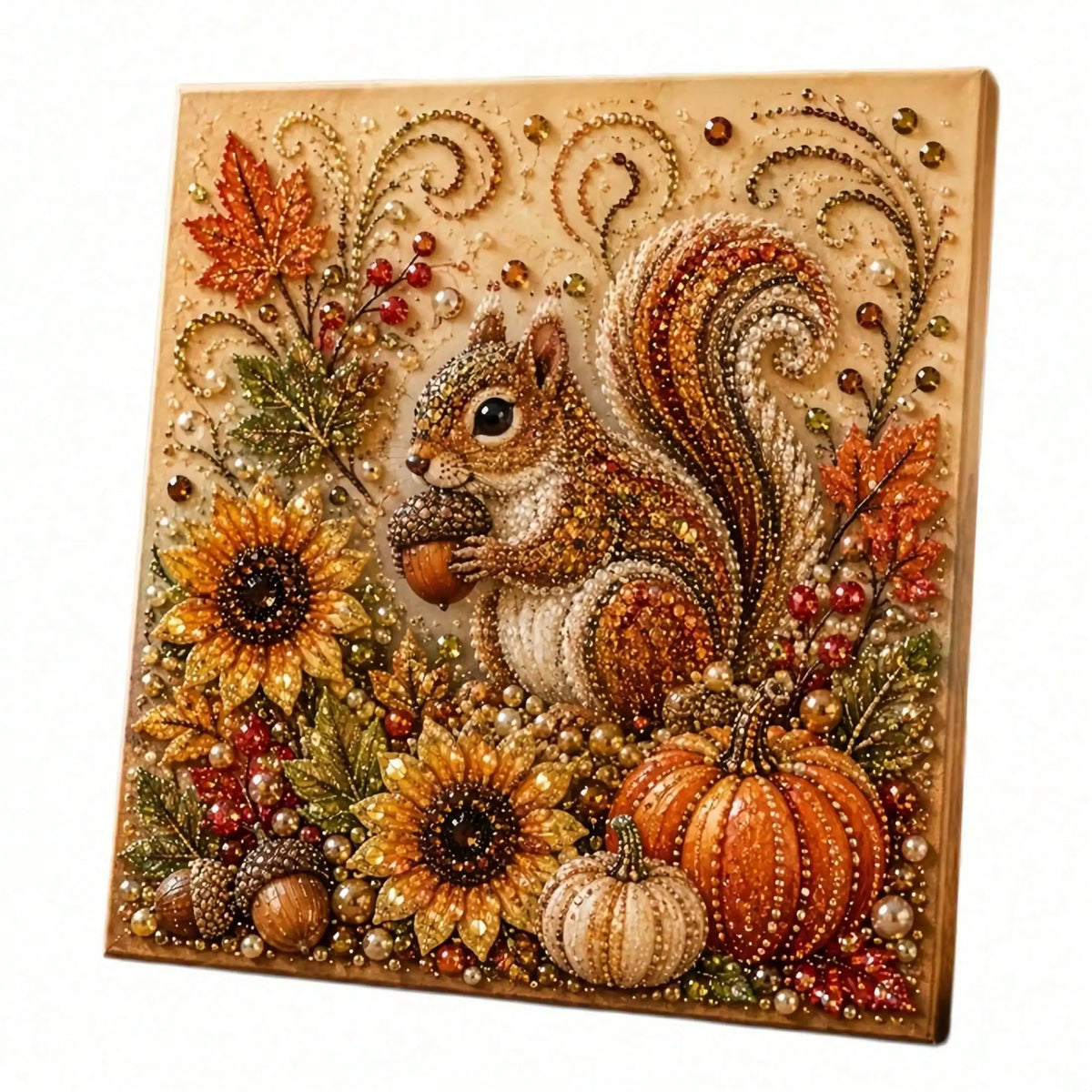 Autumn Pumpkin Pearl 5D Diamond Art Painting Kit for Adults and Beginners