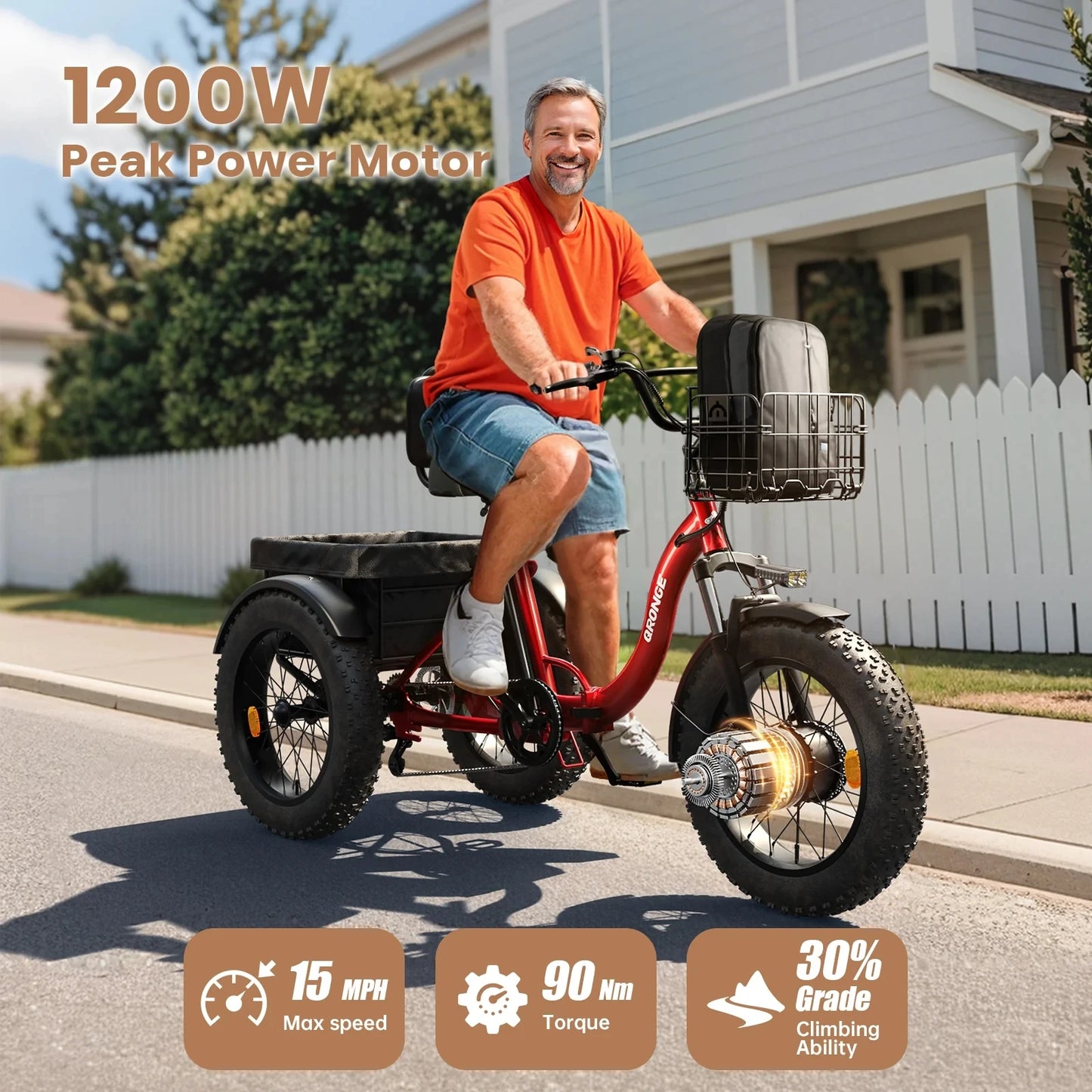 QRONGE Folding Electric Tricycle Built For Comfortable Riding