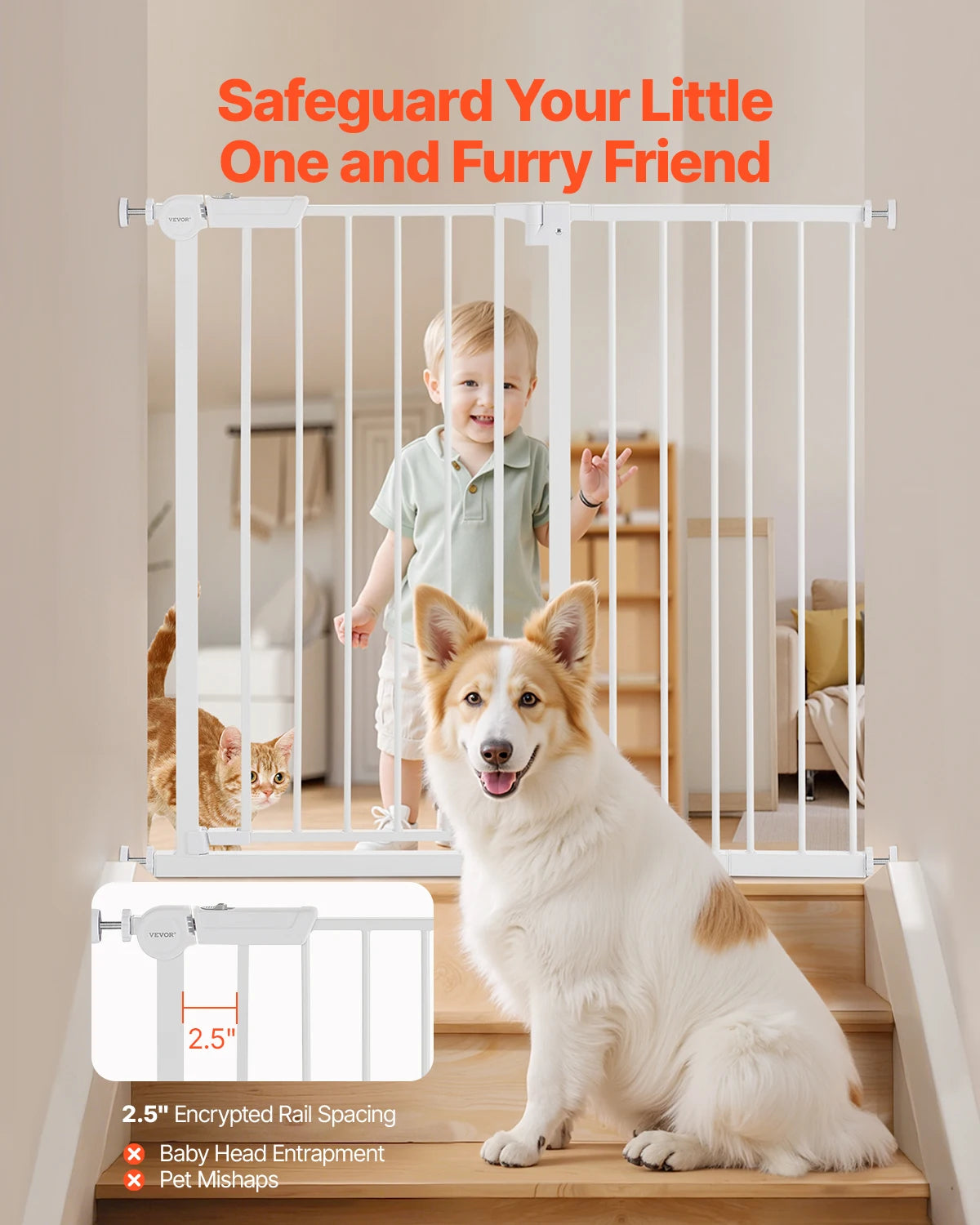 SucceBuy Pressure Mount Baby And Dog Step Thru Security Gate