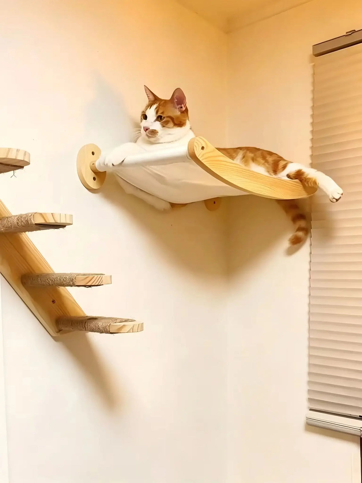 Wall Mounted Sisal Wood Cat Climbing Bridge Platform