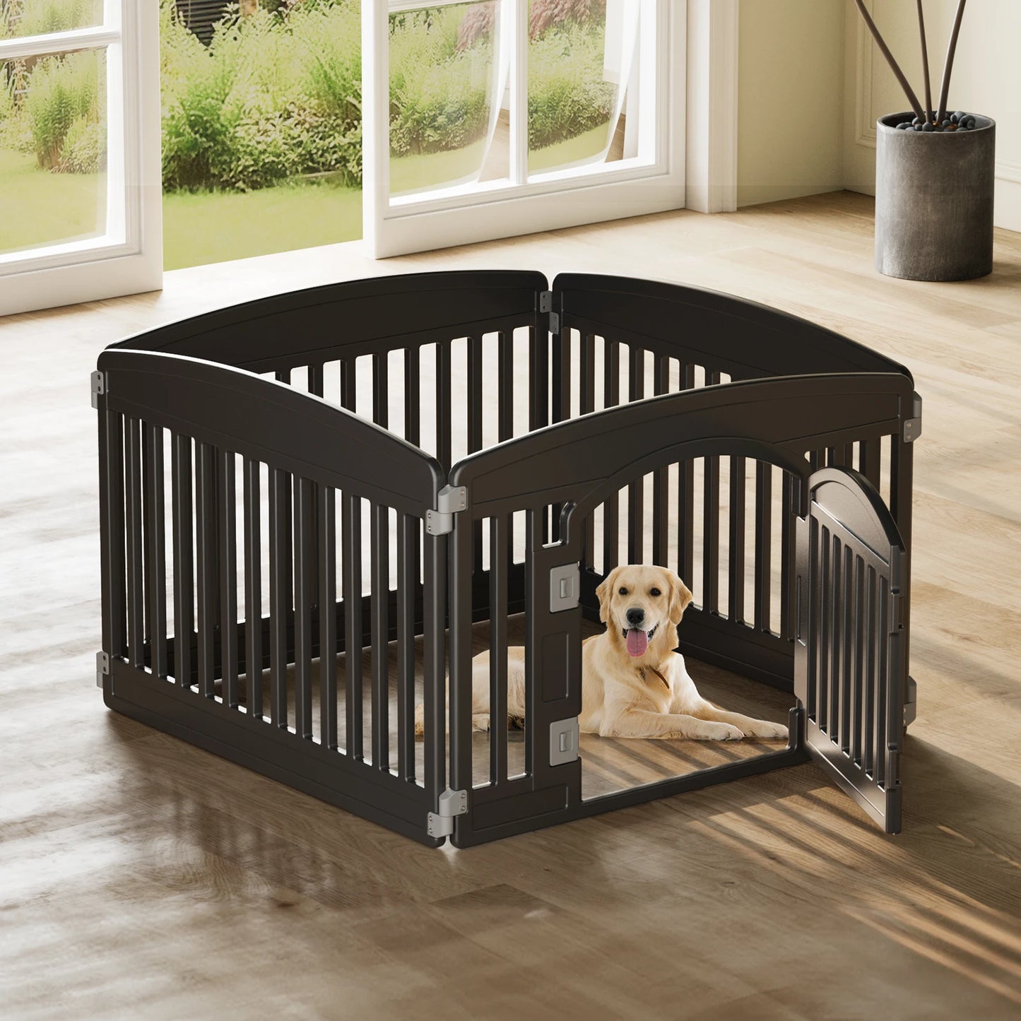 JHK Expandable Plastic Dog Playpen For Small And Medium Dogs
