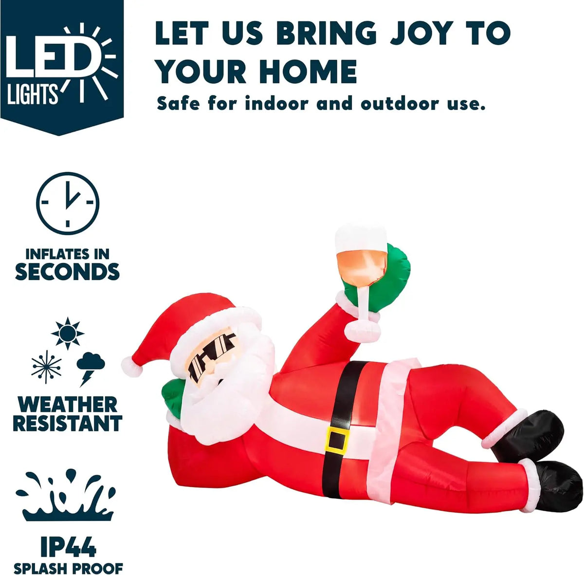 Joyfy Giant Inflatable Santa Claus With LED Lights Outdoor Decoration