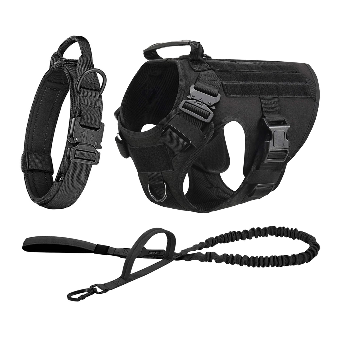 Heavy Duty Tactical Nylon Dog Harness With Molle Pouches
