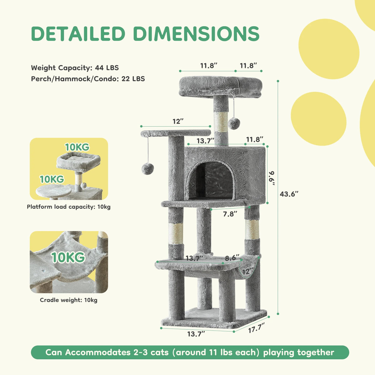 JHK Multi-Level Cat Tree Tower With Sisal Scratching Posts