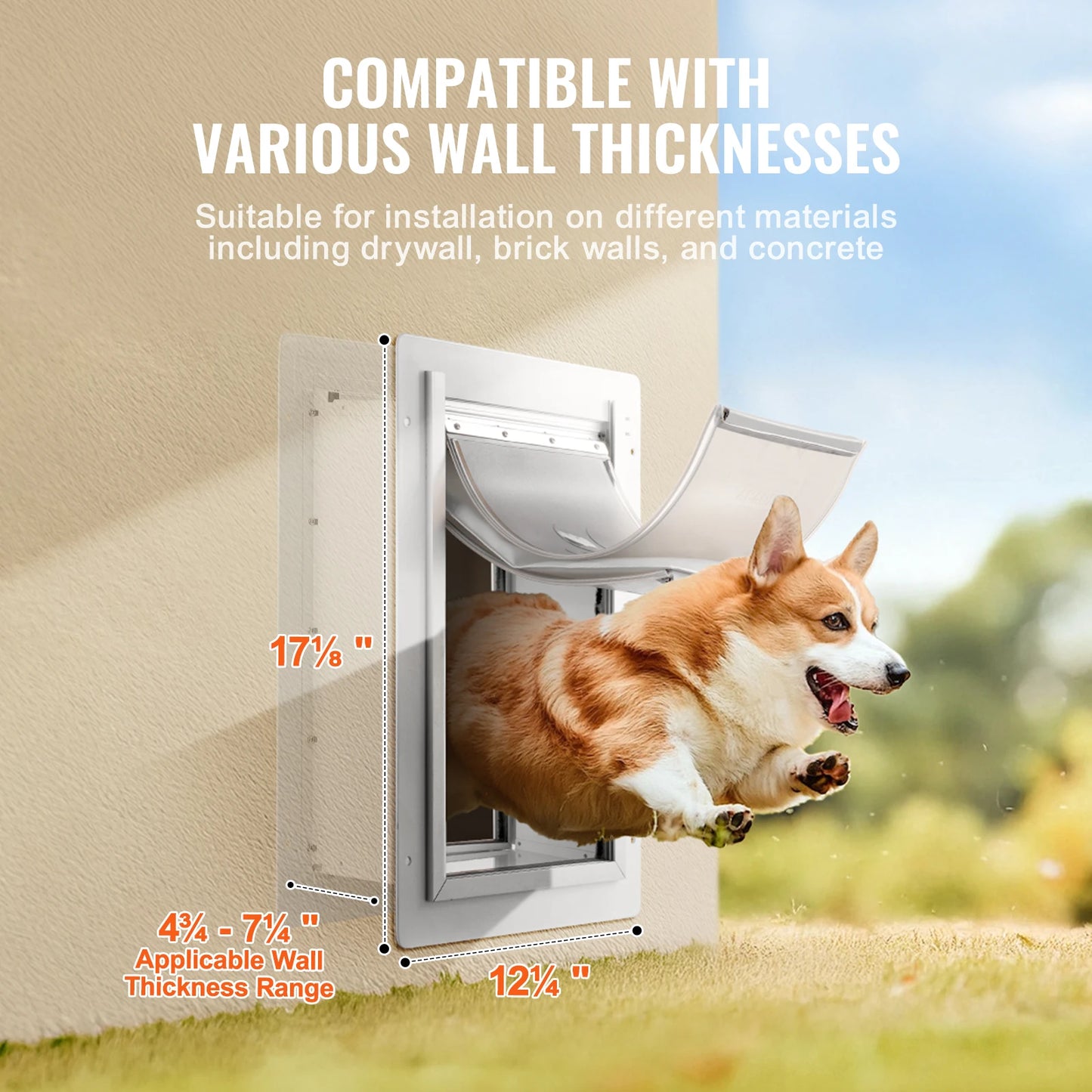 Pet Door Metal Frame With Lock And Three Flap Weatherproof
