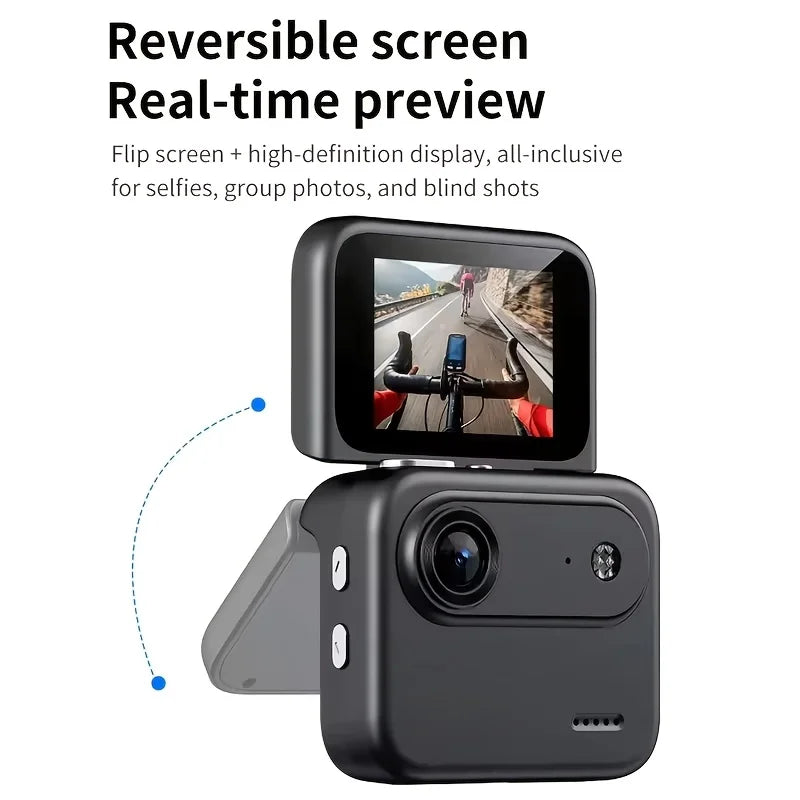 4K Flip Screen Action Camera With Anti Shake Vlogging Recording