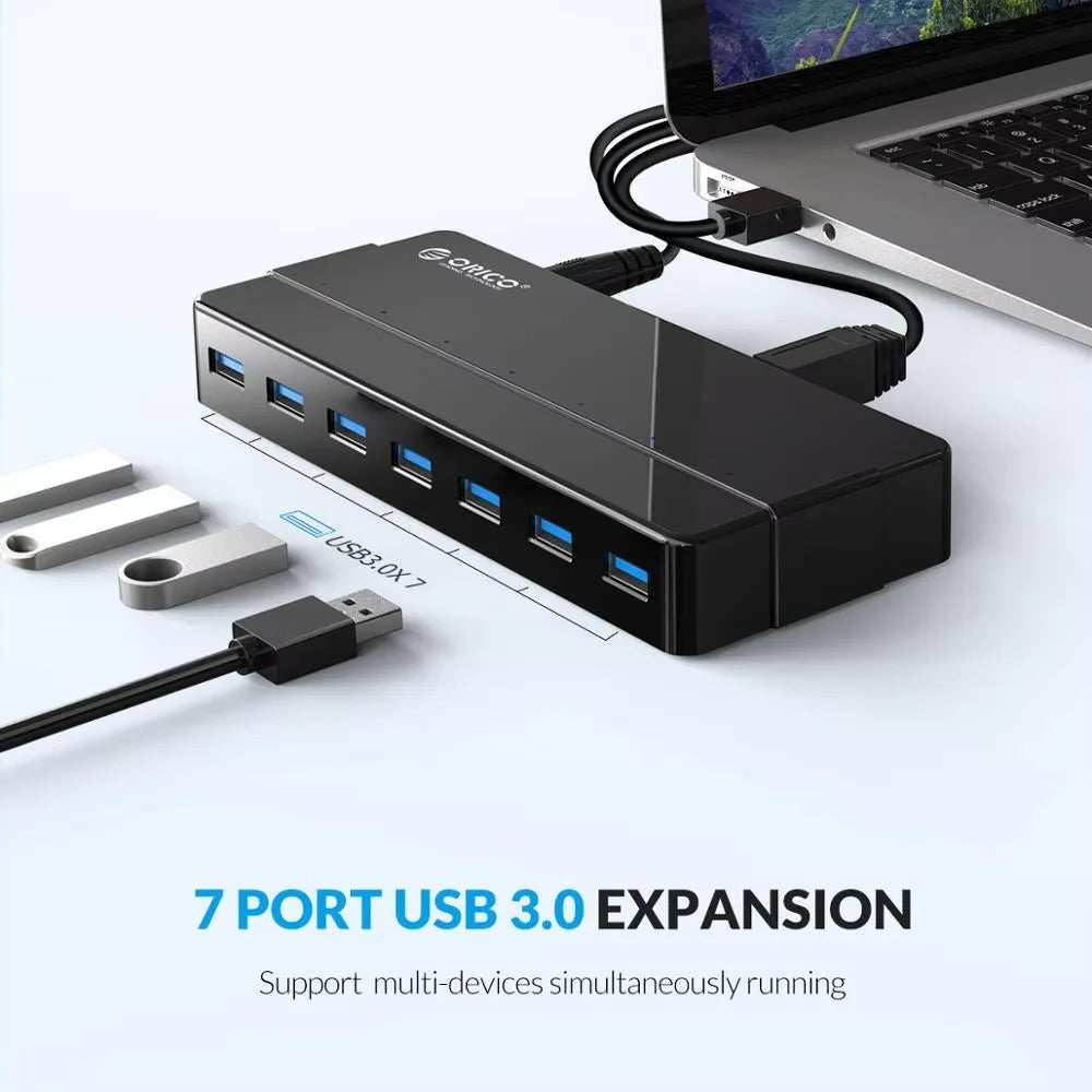 ORICO 7 Port USB SuperSpeed Hub 12V Power Adapter Included