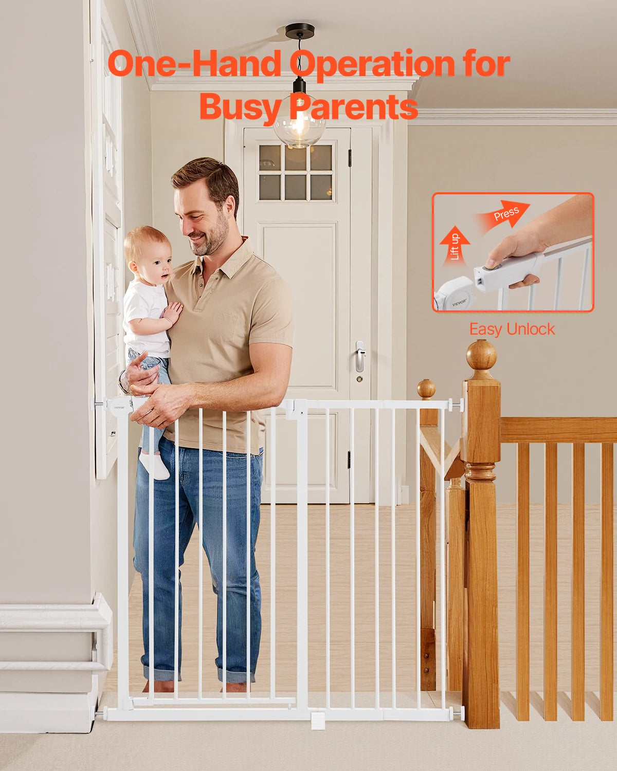 SucceBuy Pressure Mount Baby And Dog Step Thru Security Gate
