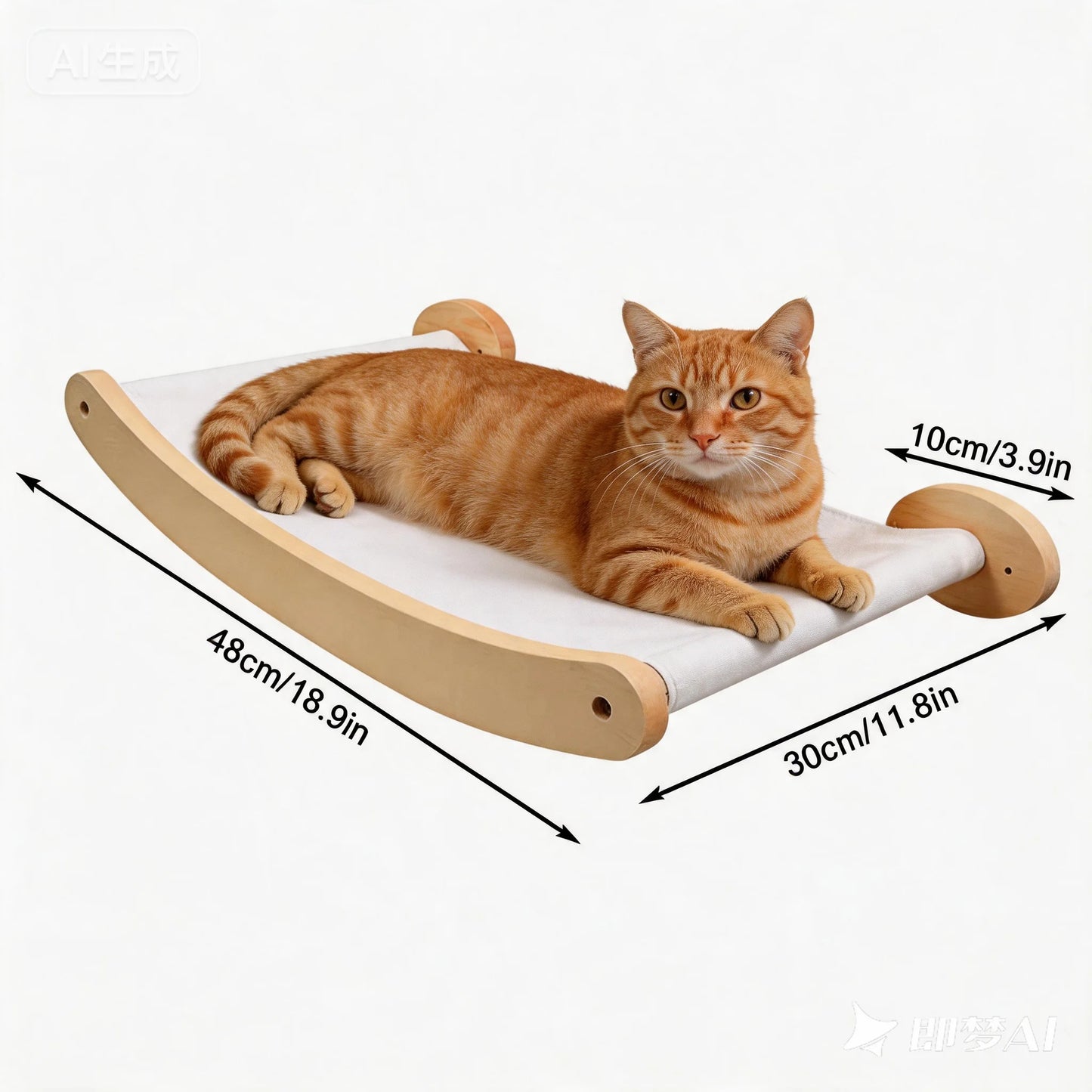 CWV Wall Mounted Cat Hammock With Sisal Rope Scratching Shelf