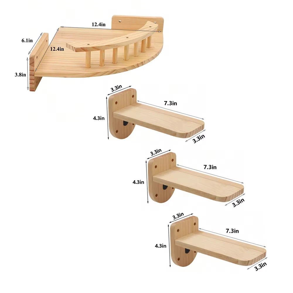 CWV Wall Mounted Corner Hammock With Steps Cat Tree Set