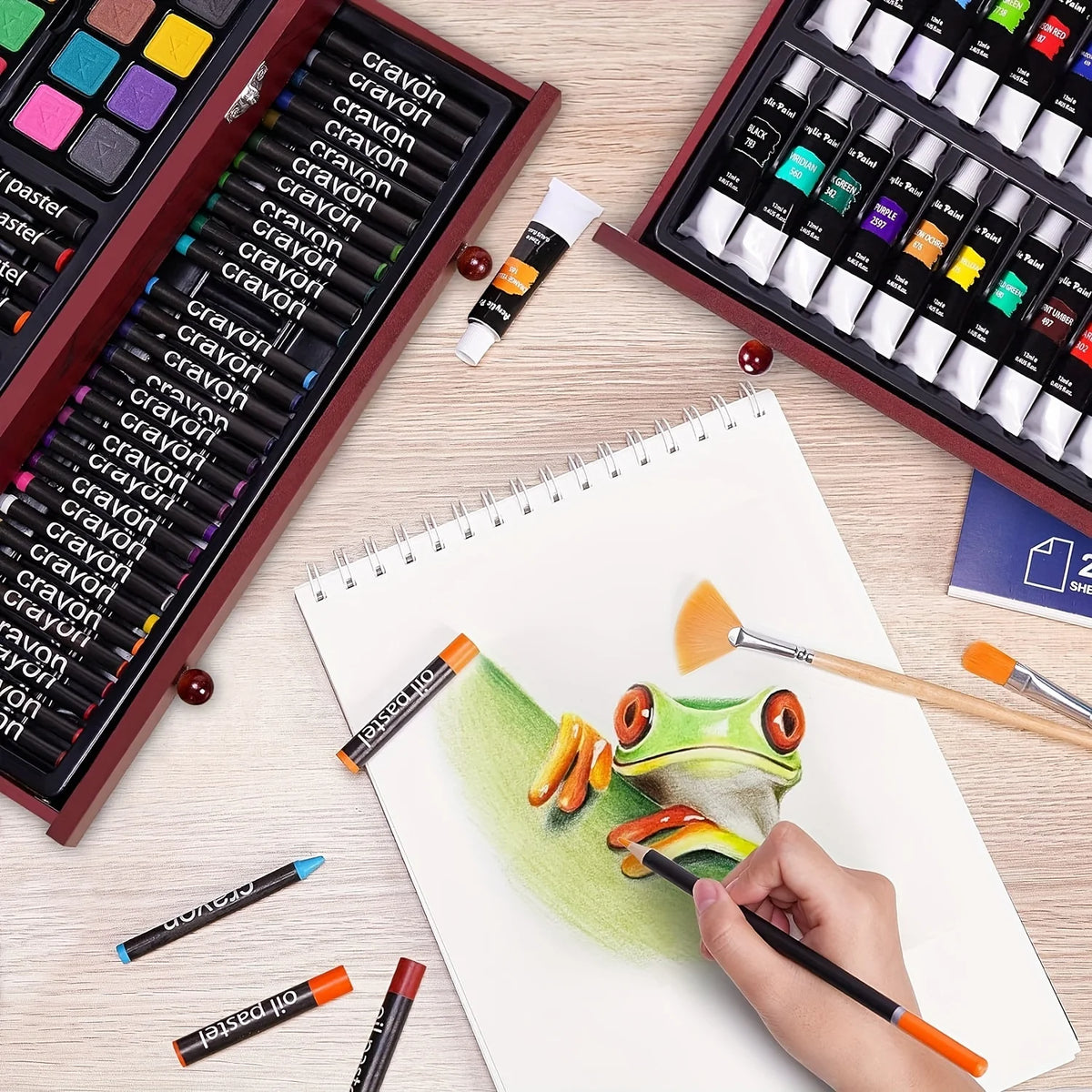 146 Piece Professional Art Kit Including Crayons Oil Pastels And Colored Pencils