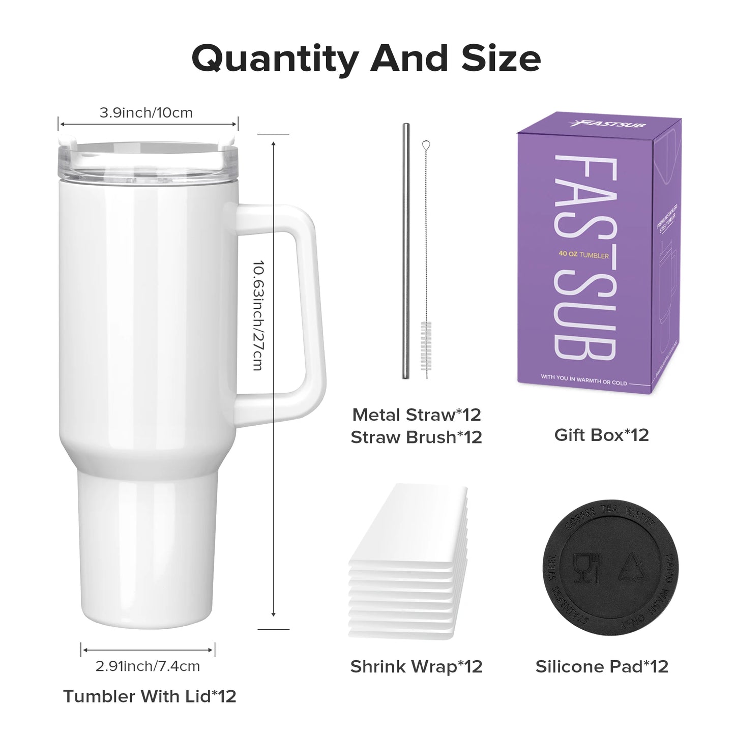 Fastsub Drinkware Sublimation Tumblers Stainless Steel Double Insulated
