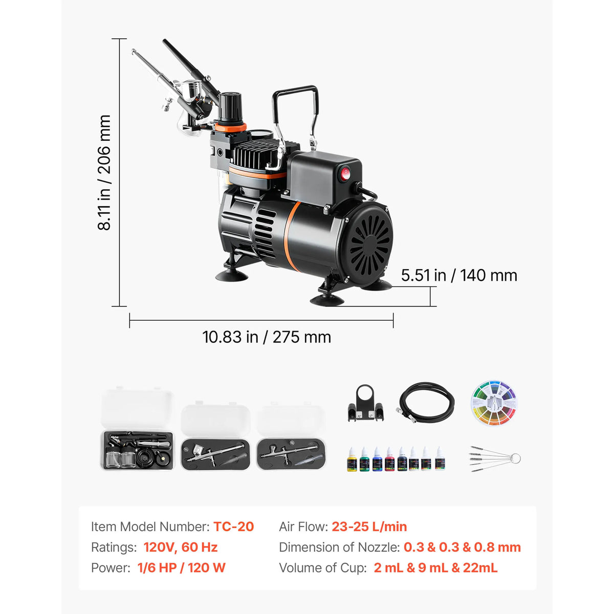 SucceBuy Airbrush Kit With Dual Action Compressor And Tank