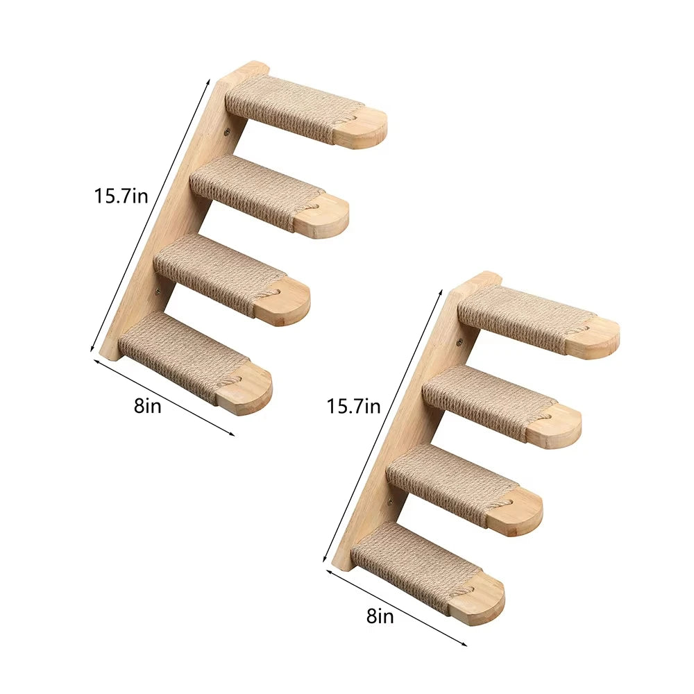 Wall Mounted Sisal Wood Cat Climbing Bridge Platform