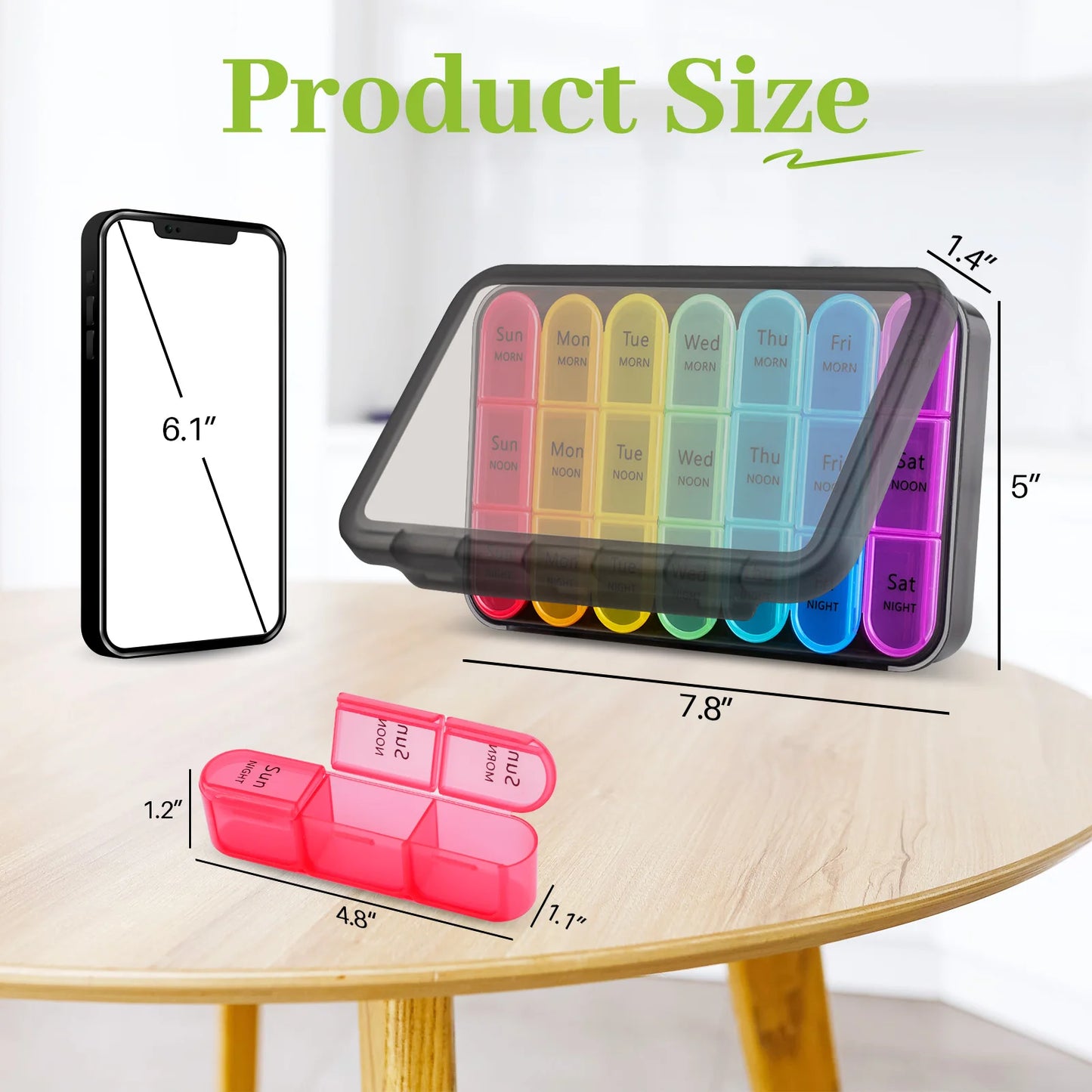 Portable Travel BPA Free Pill Case Waterproof Medicine Weekly Organizer