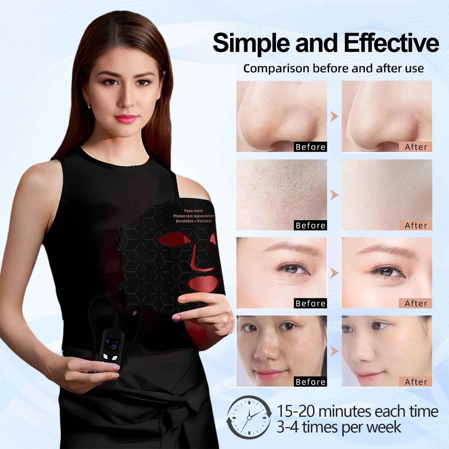 Portable Led Face Mask For Red Light Therapy Skin Rejuvenation