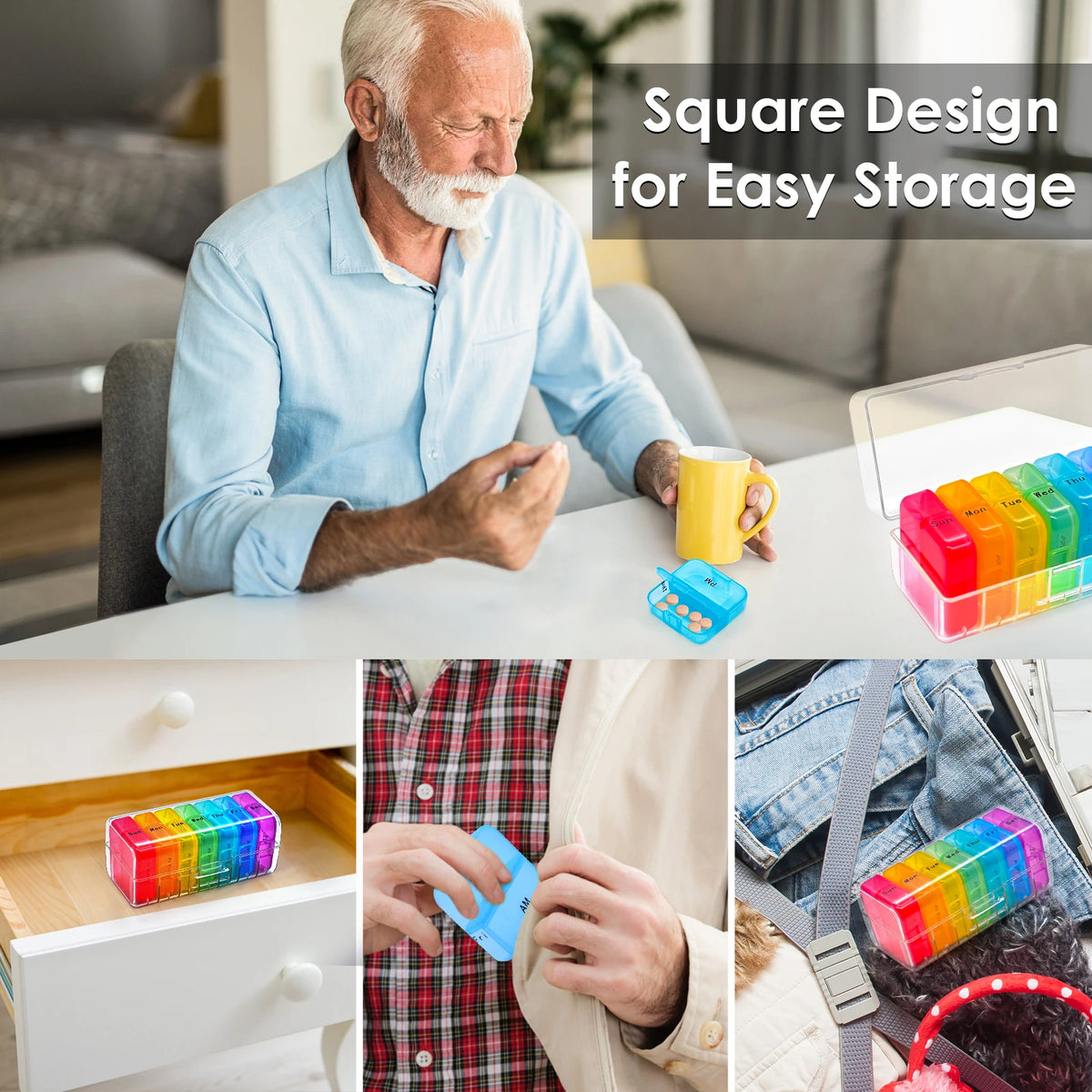 Portable Pill Case 7 Day Waterproof Food Grade Medicine Organizer