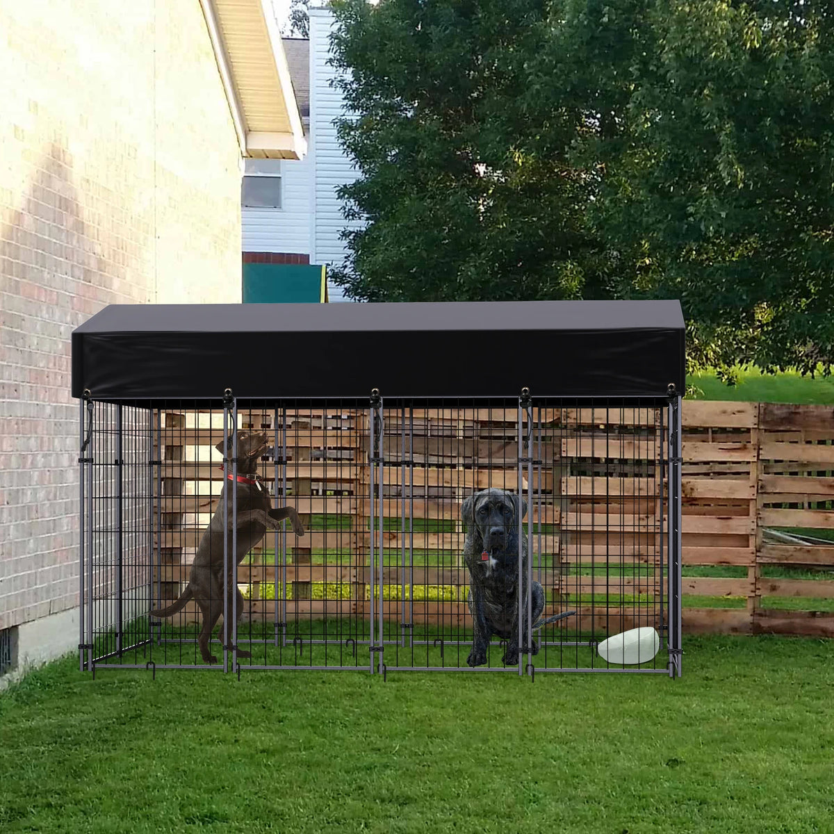 Bingopaw Outdoor Welded Wire Dog Kennel With Waterproof Cover