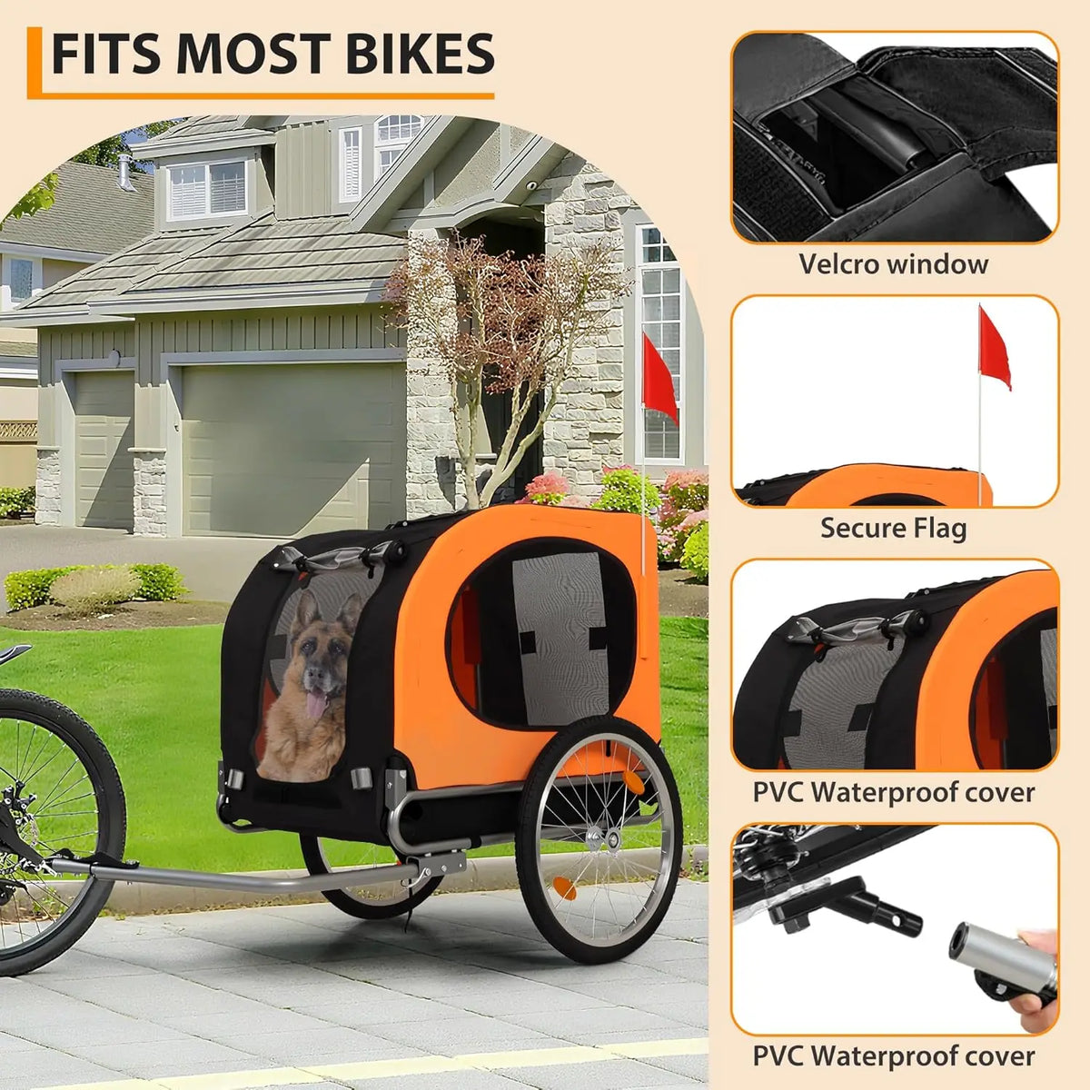 Twister CK Premium Foldable Dog Bike Trailer With Comfortable Ride