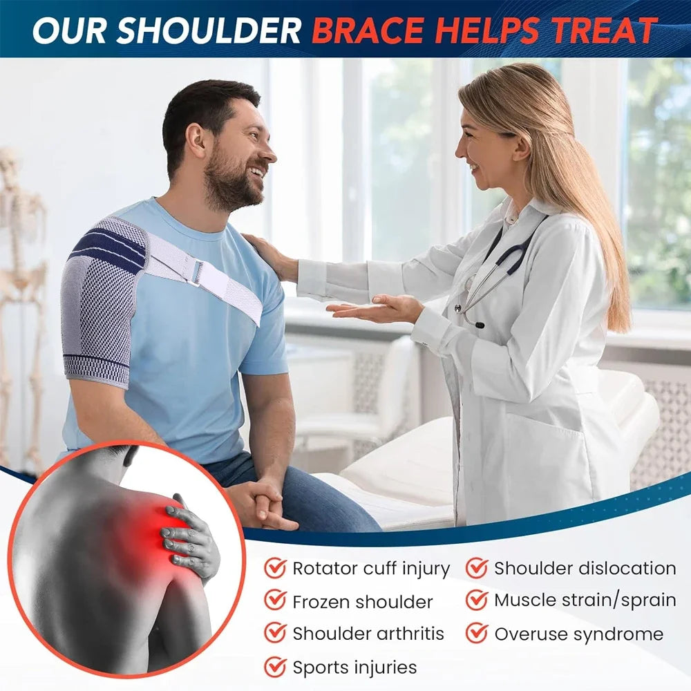 Shoulder Brace for Men and Women With Adjustable Strap