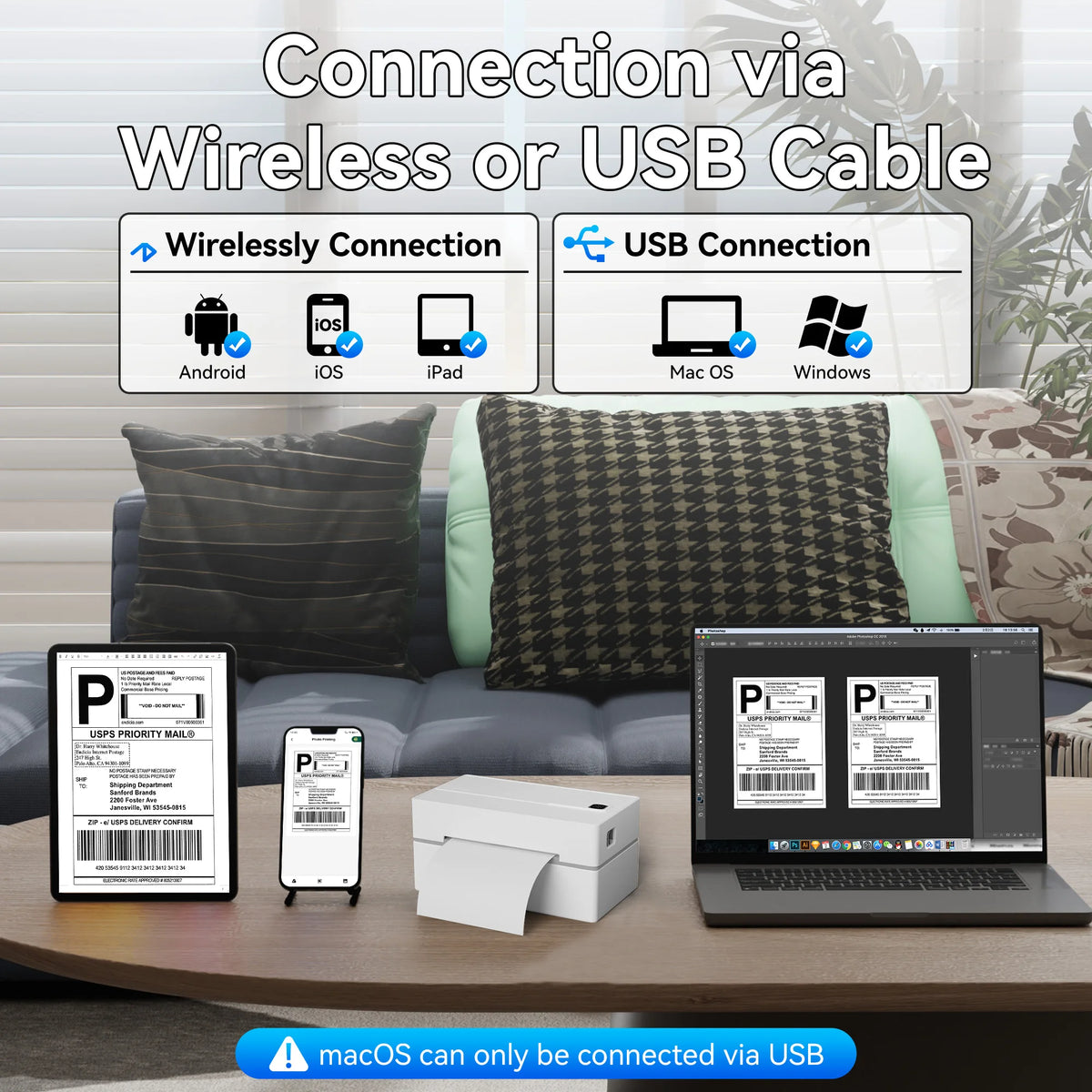 PeriPage Wireless Bluetooth Thermal Shipping Label Printer For Business