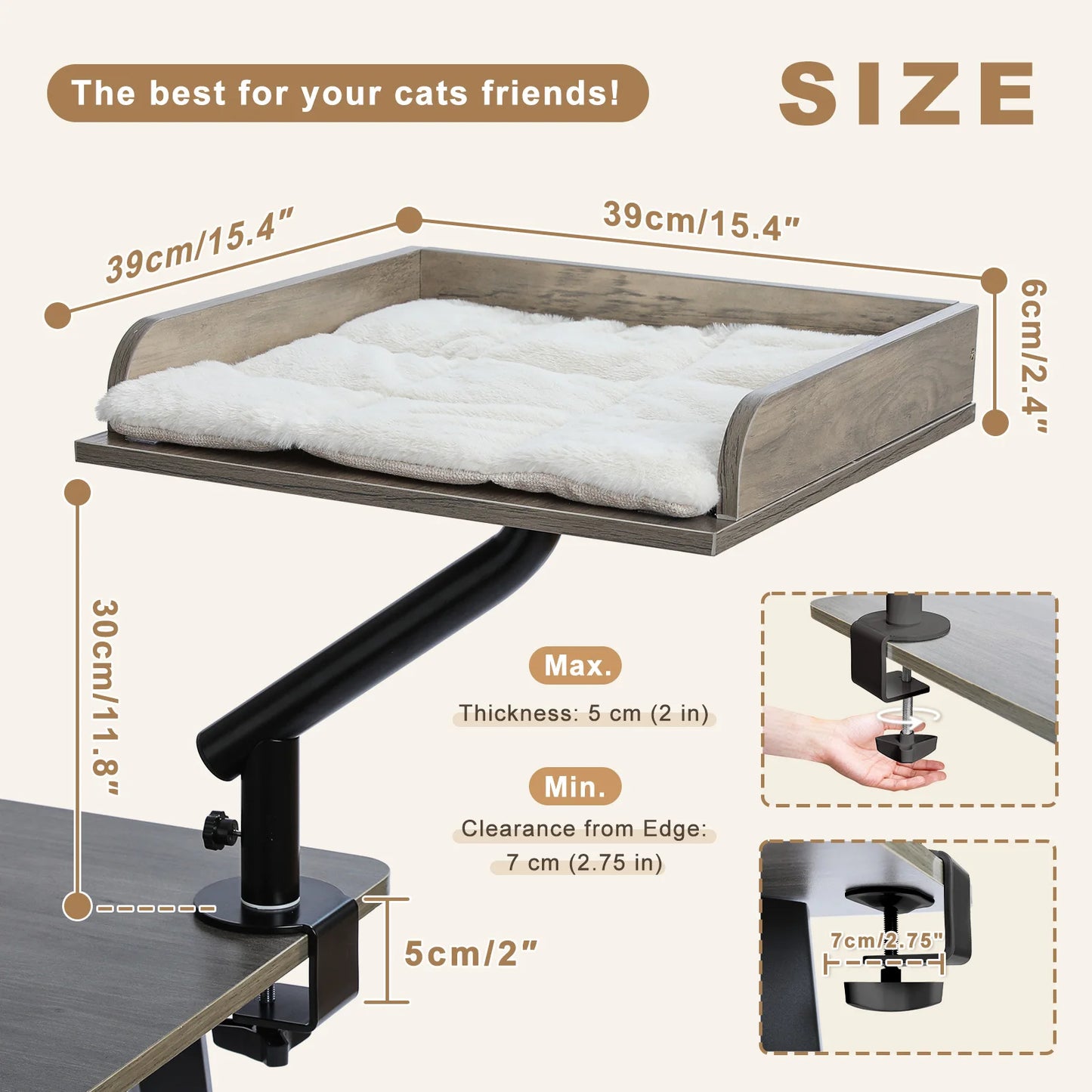 PAWZ Road Rotatable Cat Desk Hammock With Plush Cushion
