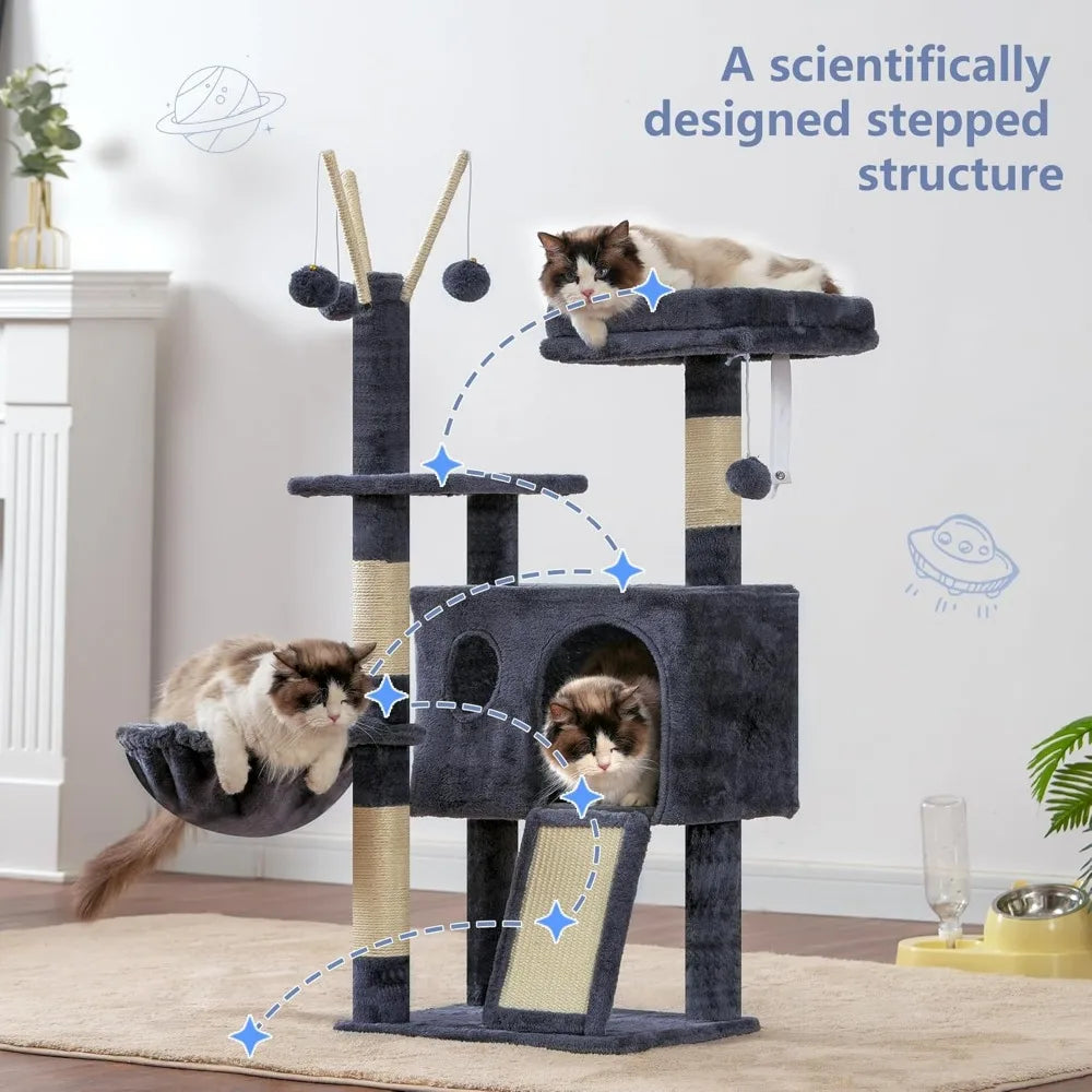 NBVCX Cat Tree Tower With Sisal Posts Condo Hammock Ball
