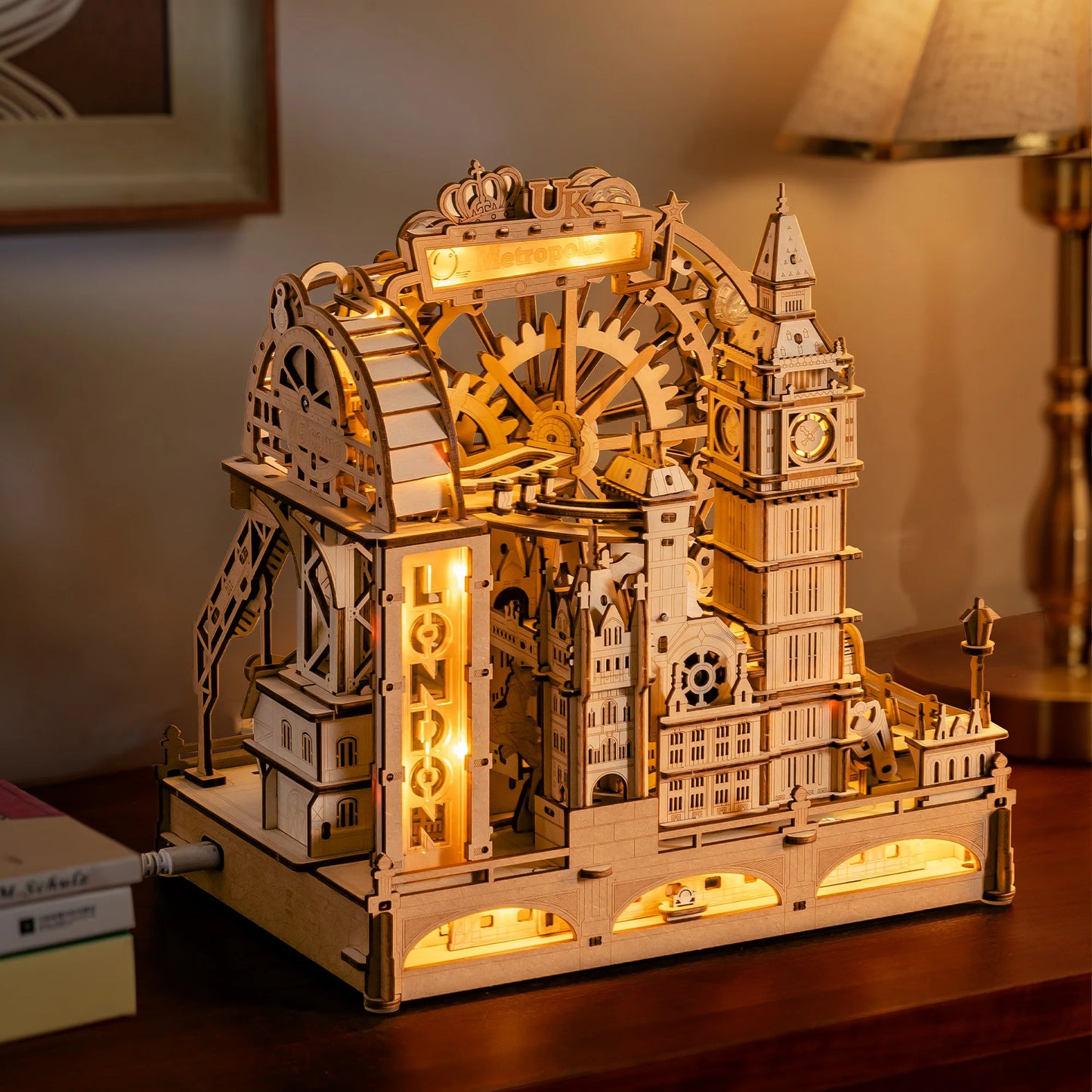 Robotime London City 3D Wooden Marble Run Mechanical Puzzle Kit