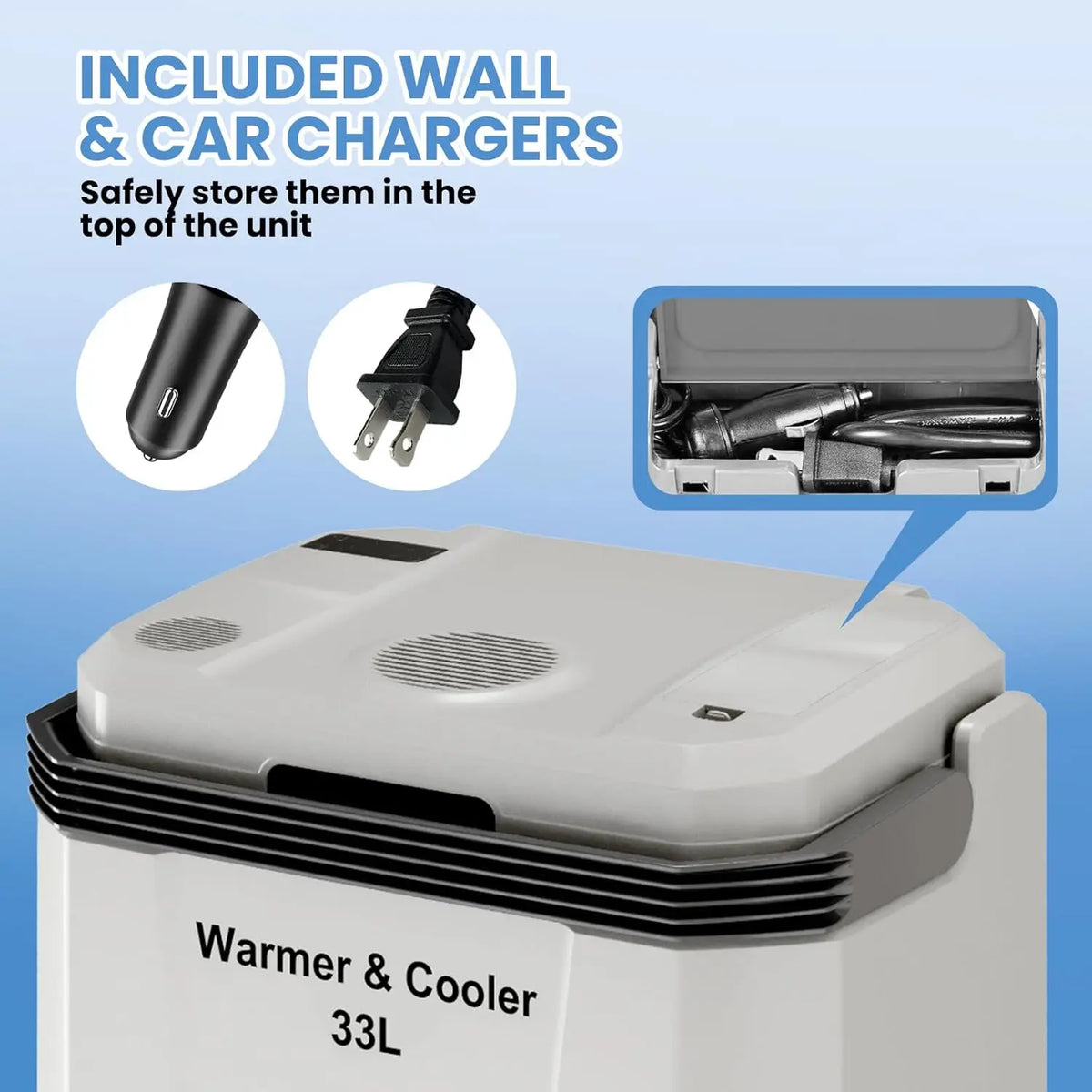 HiMISS Electric Cooler Warmer 12V Portable Car Refrigerator Locking Handle