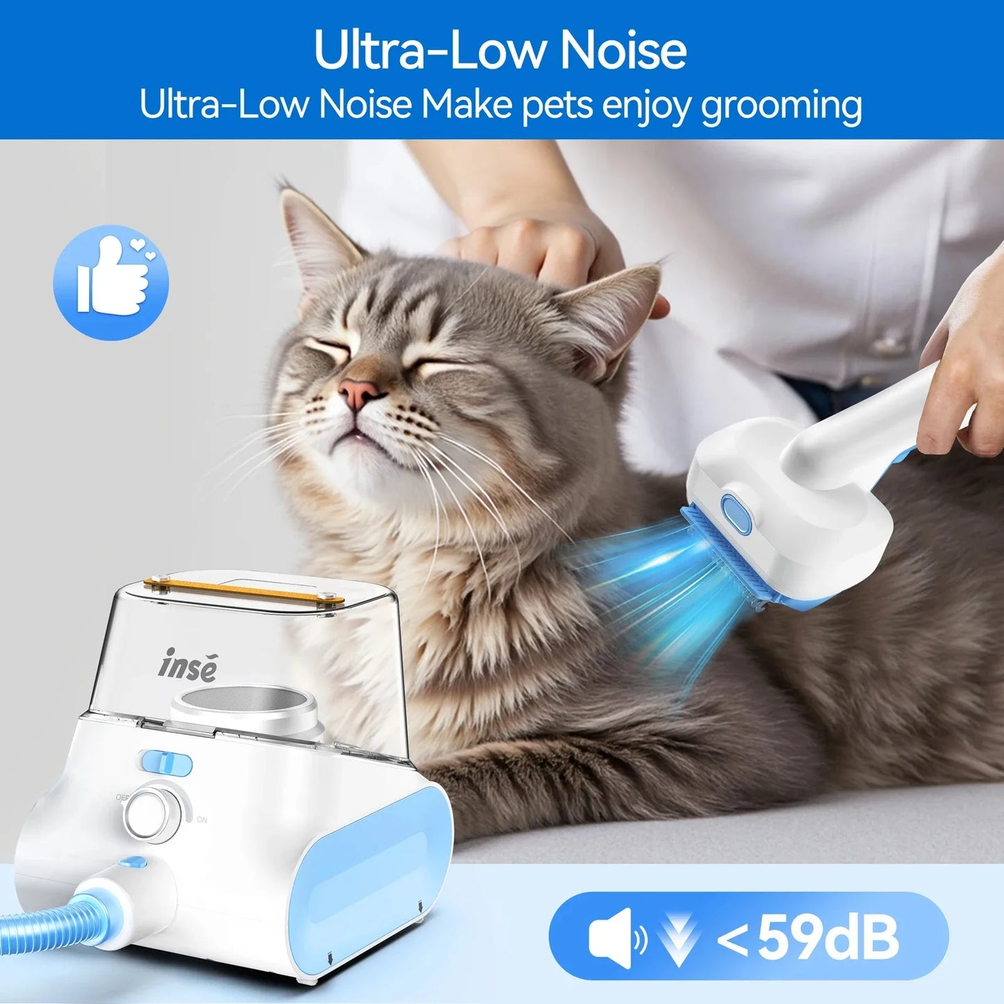 Inse Corded Dog Grooming Vacuum With Low Noise Dust Box